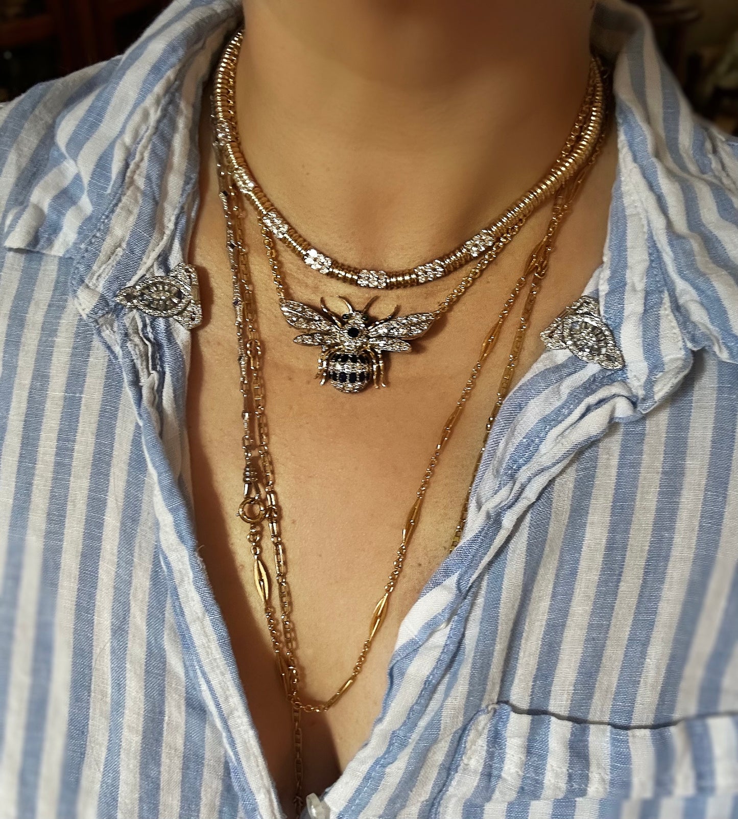 14k/ 18k Bee Brooch Pendant Necklace