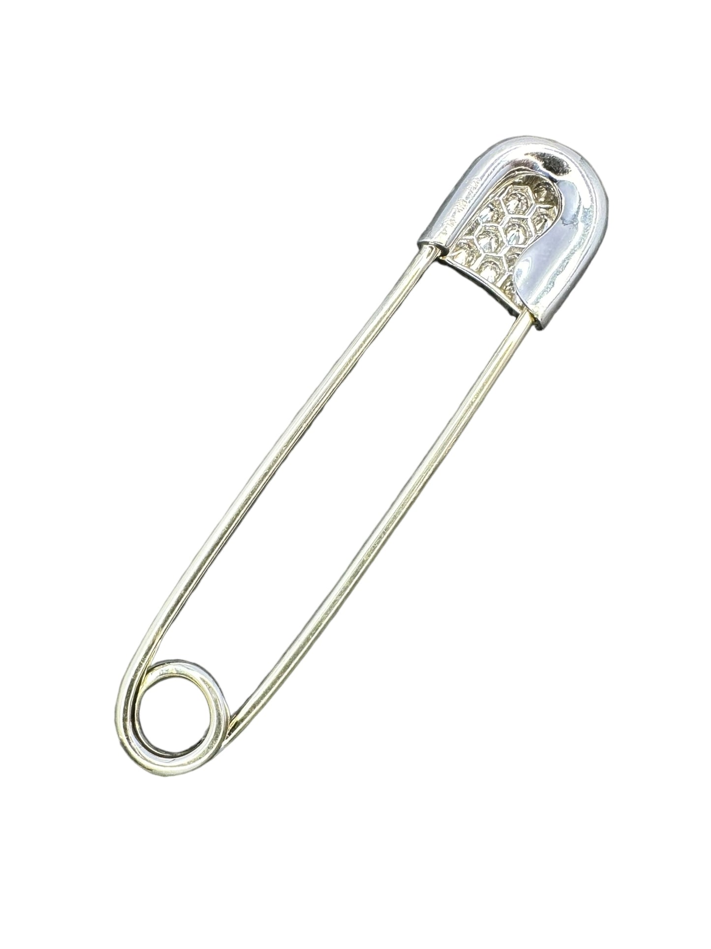 18k Platinum Diamond Safety Pin Brooch