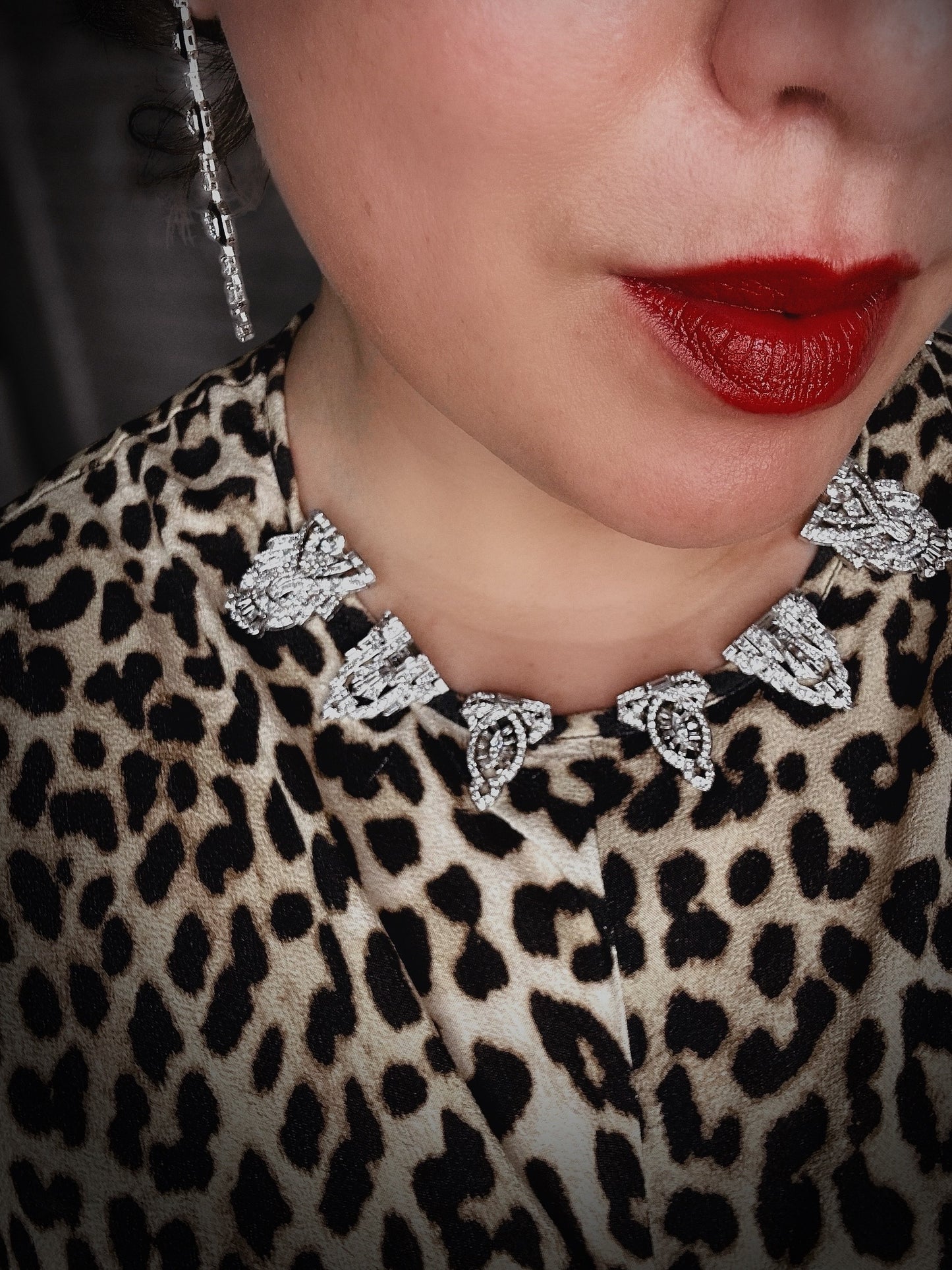 Platinum Double Clip Diamond Brooch