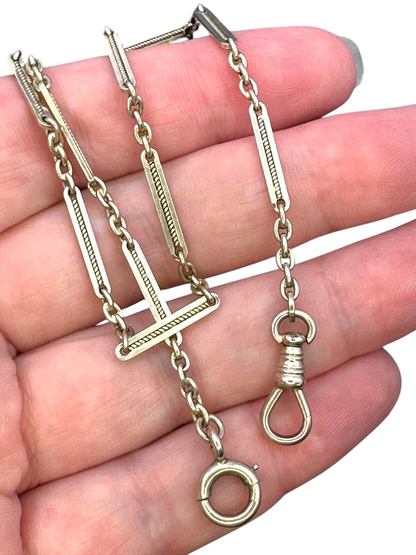 14k White Gold Twist Link Watch Chain