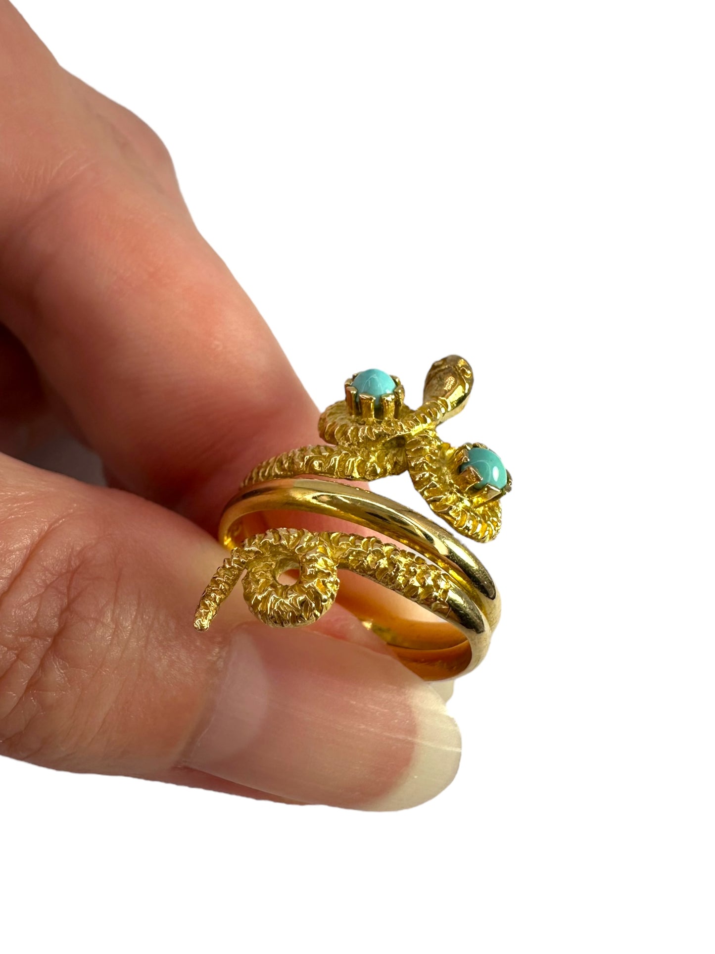 18k Turquoise Snake Ring