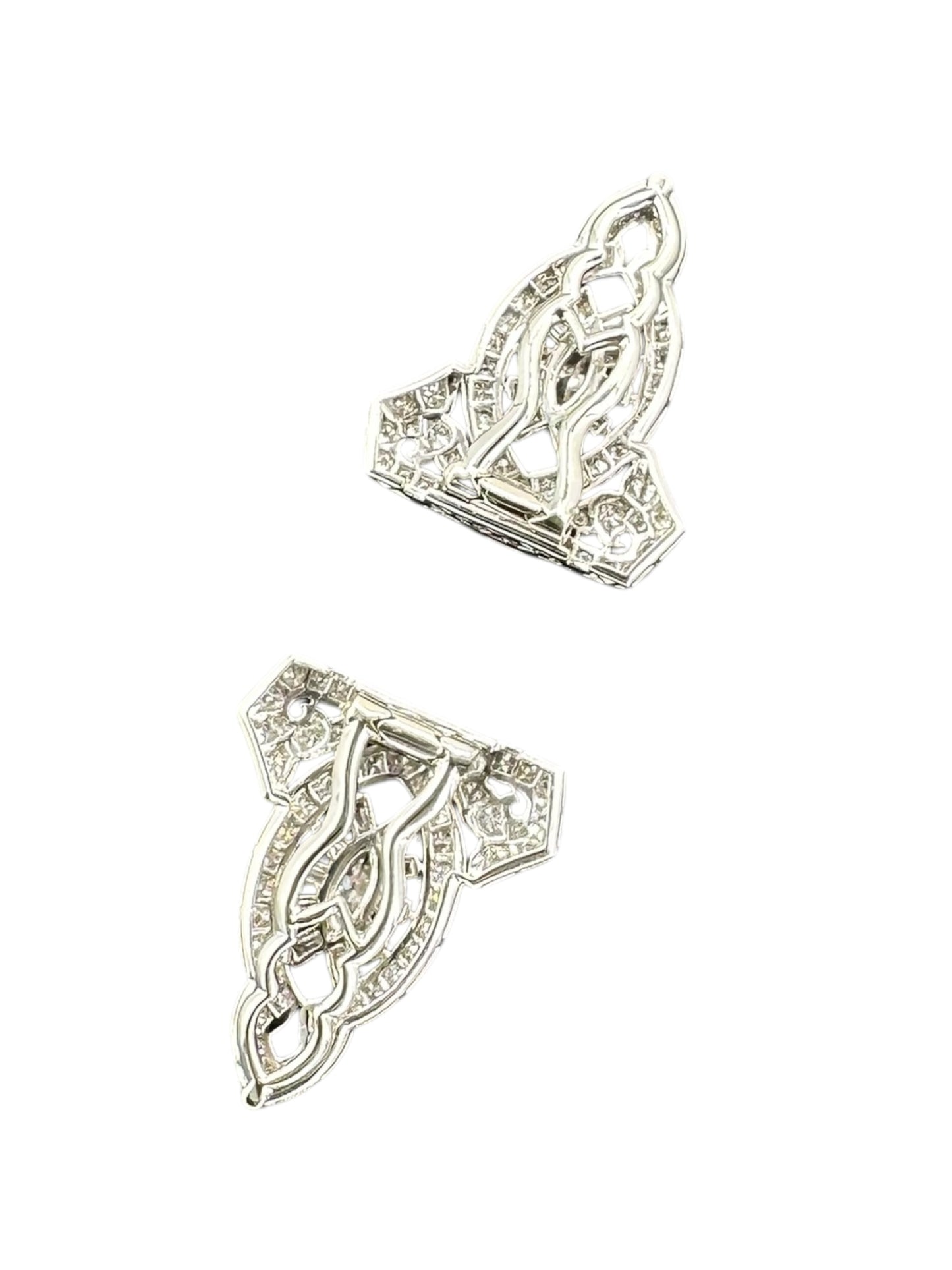 Platinum Diamond Dress Clips/ Duette Brooch
