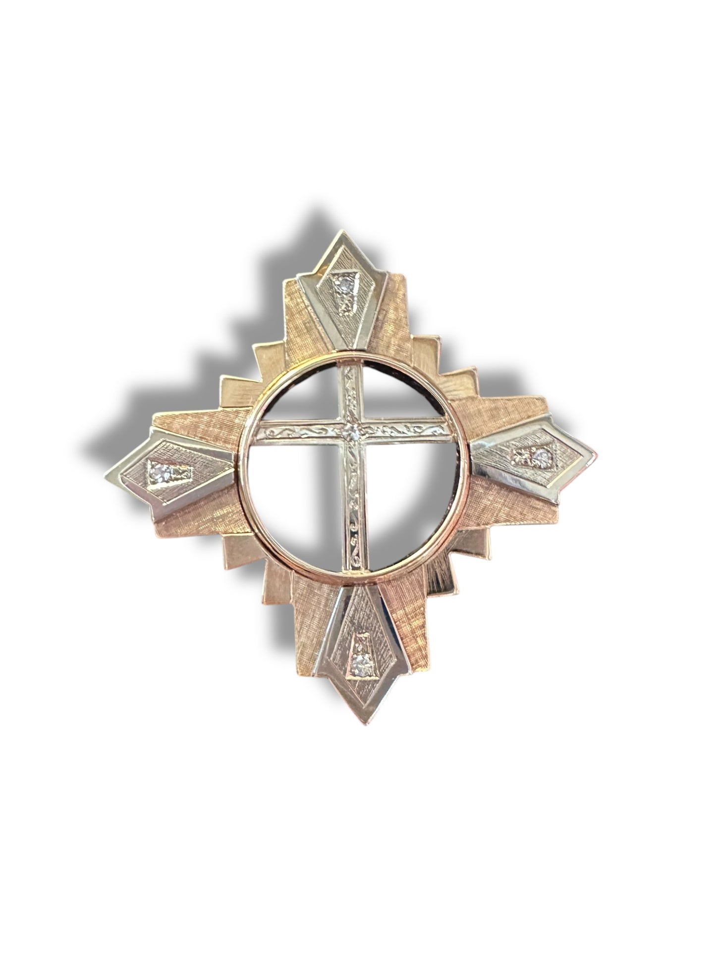 14k Cross Star Diamond Pendant