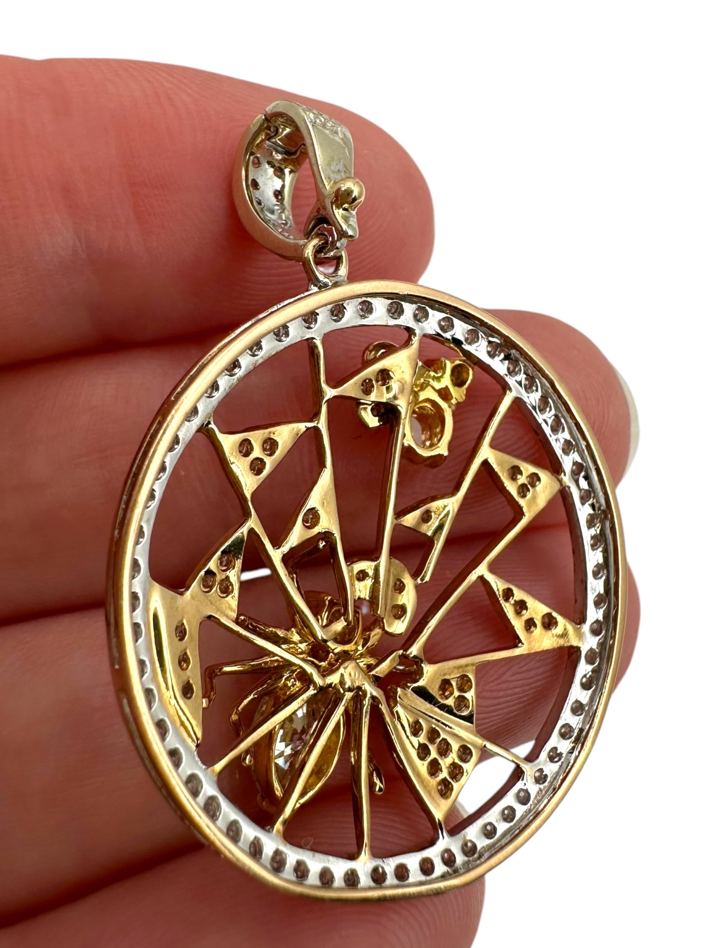 18k Spider & Fly Diamond Pendant