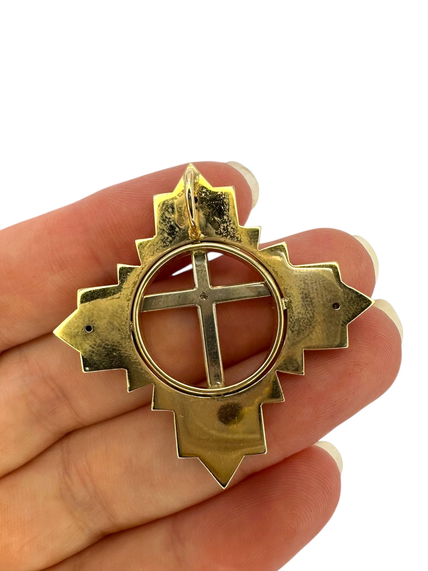 14k Cross Star Diamond Pendant