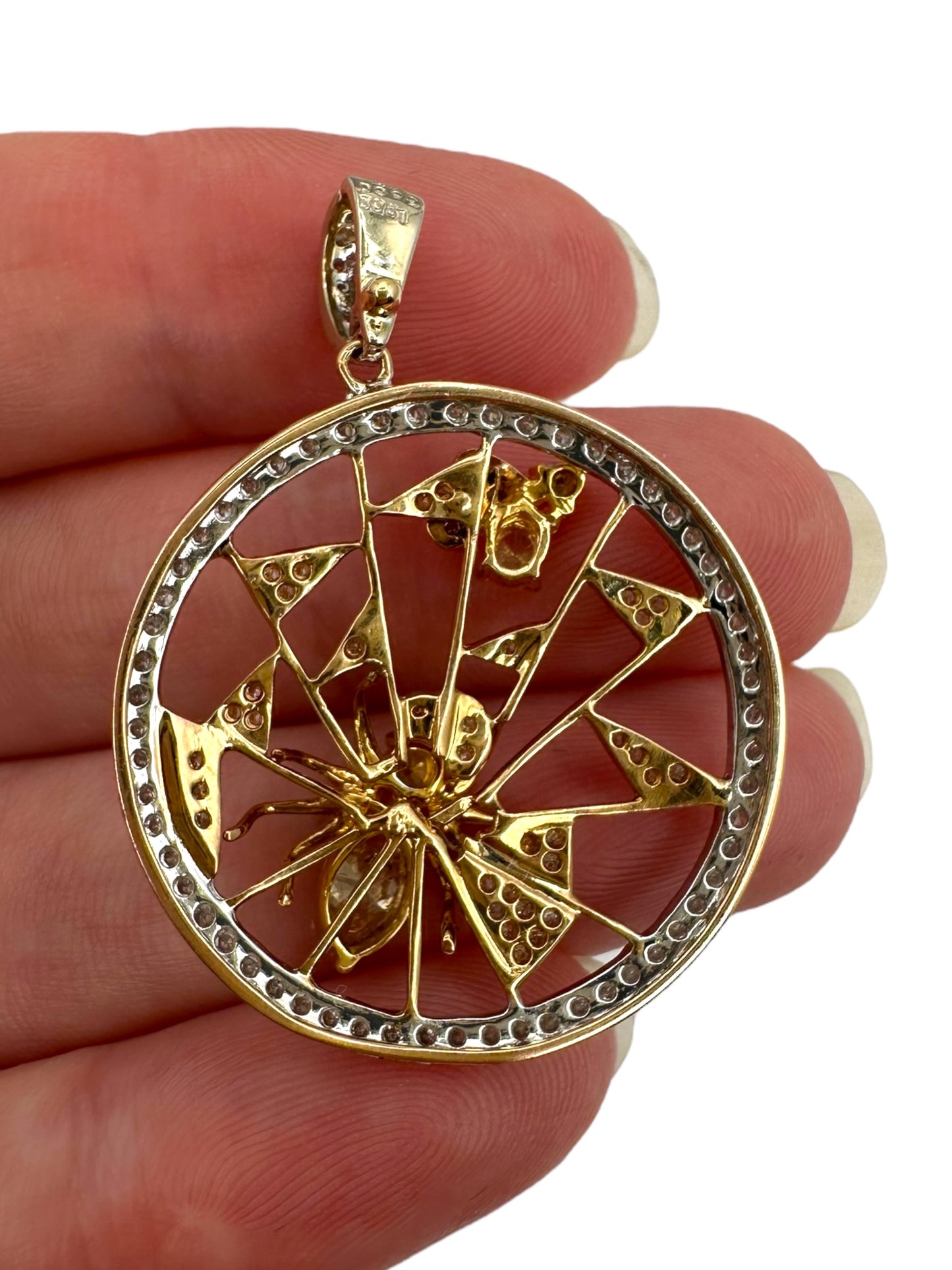18k Spider & Fly Diamond Pendant