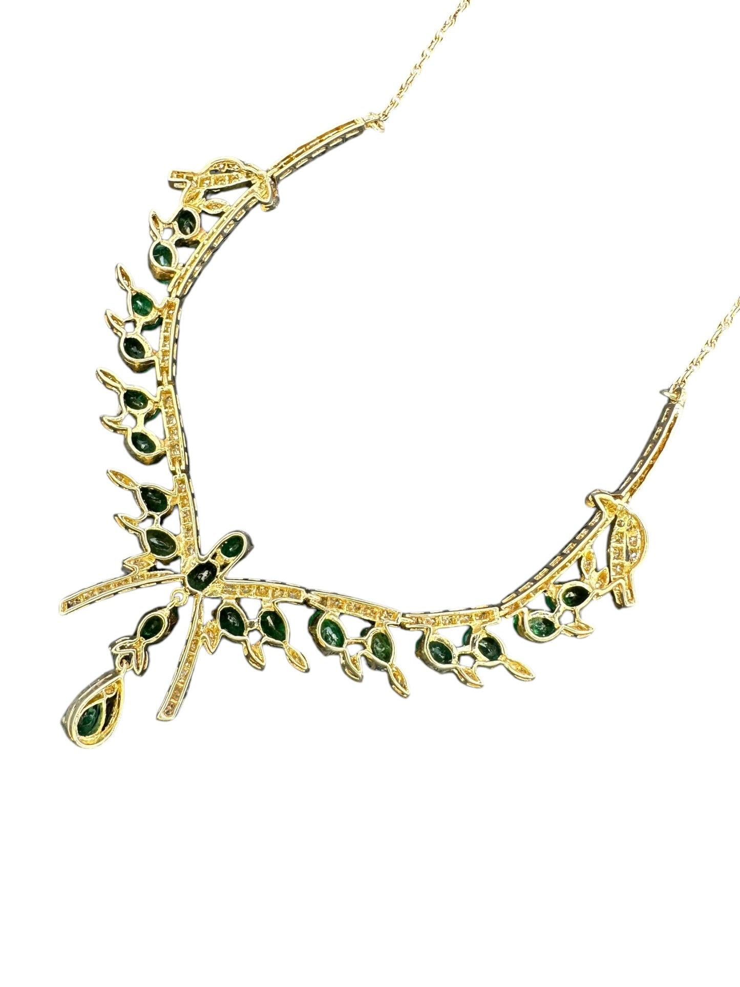 18k Emerald Diamond Bib Necklace