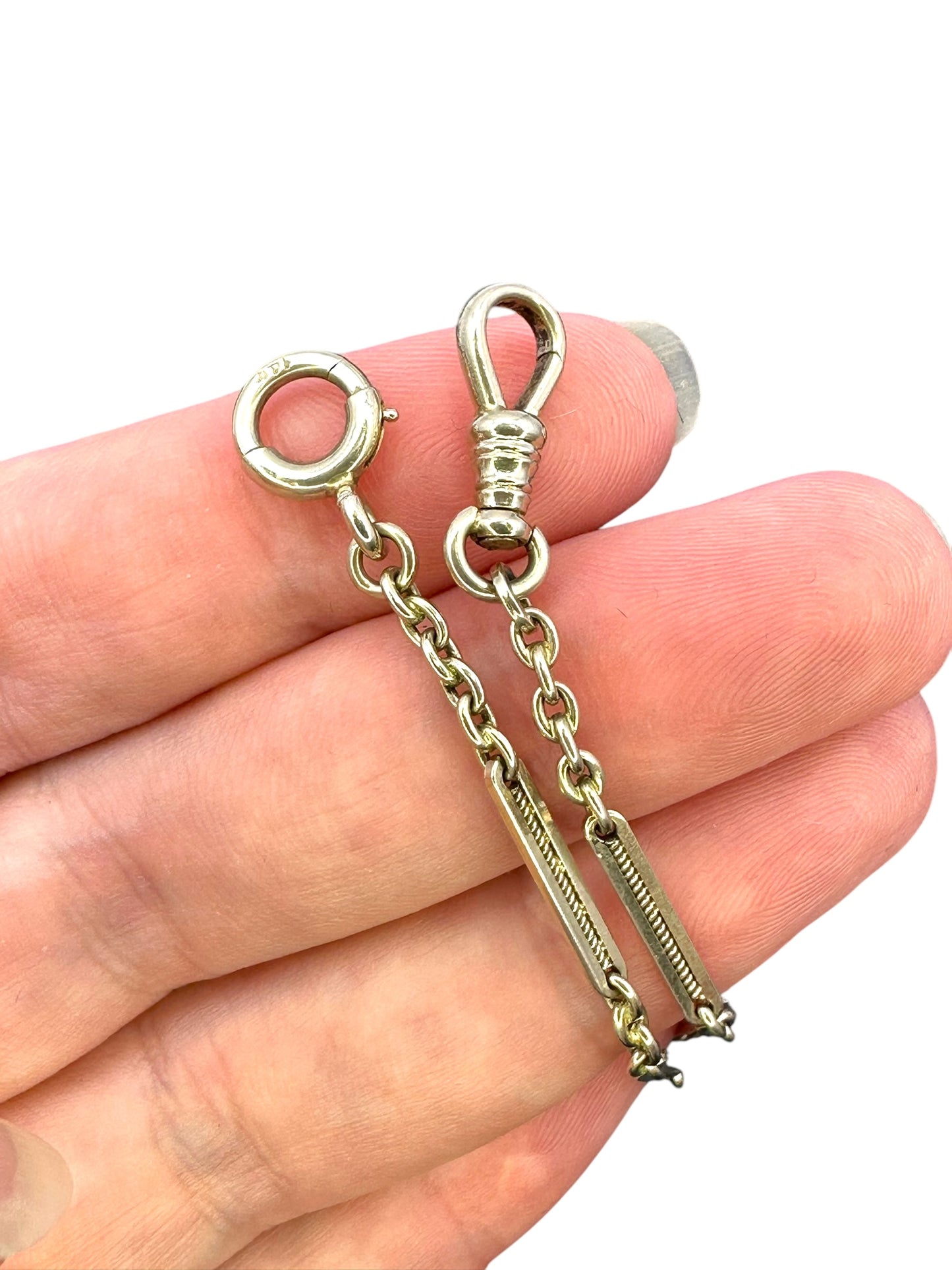 14k White Gold Twist Link Watch Chain