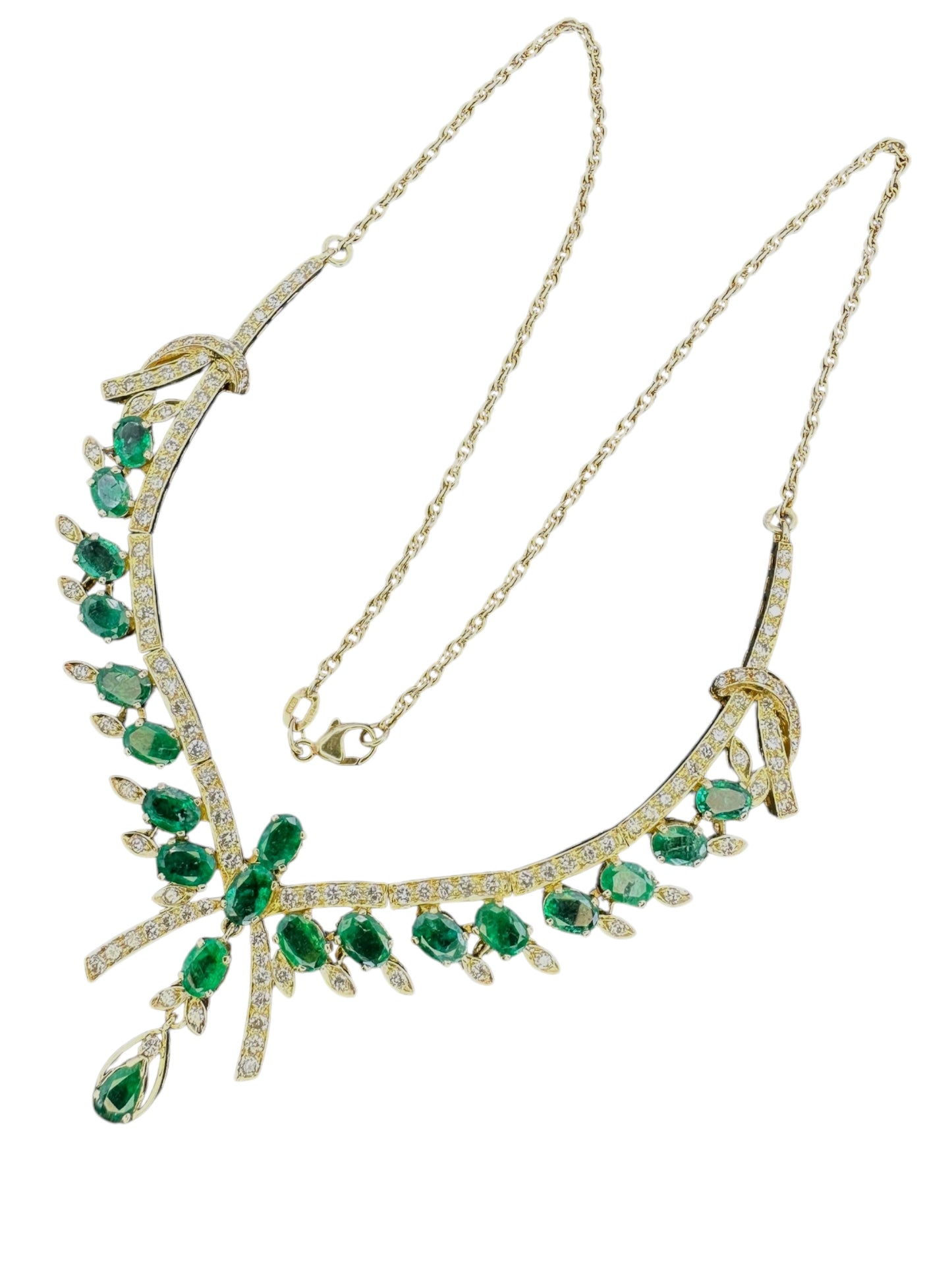 18k Emerald Diamond Bib Necklace