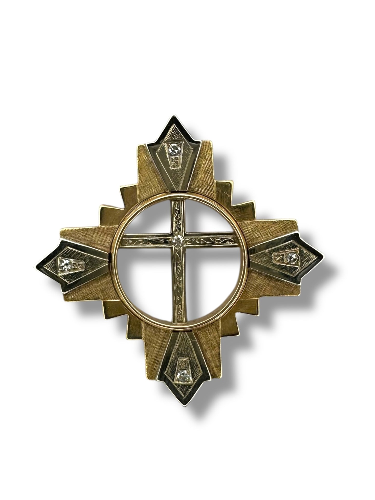 14k Cross Star Diamond Pendant