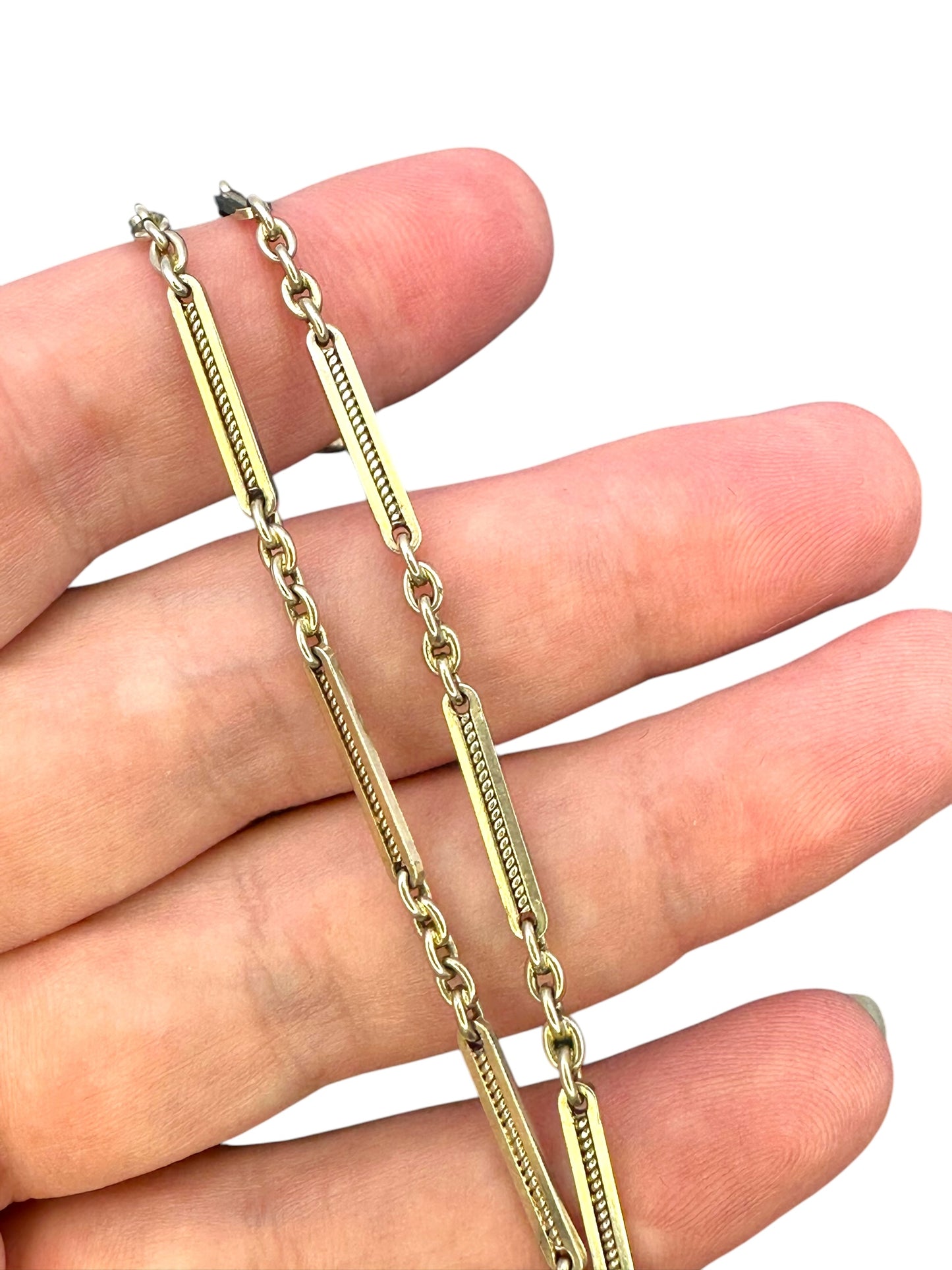14k White Gold Twist Link Watch Chain