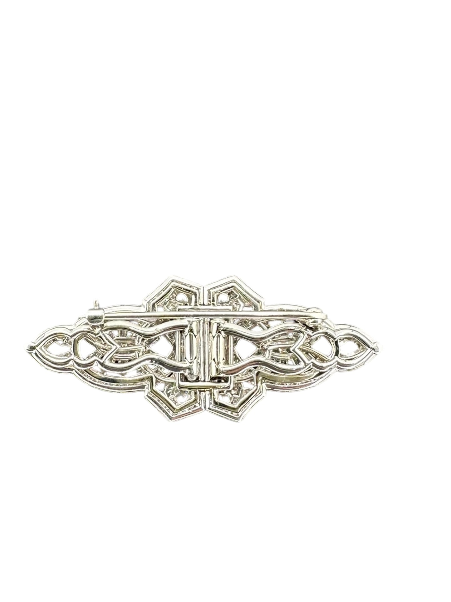 Platinum Diamond Dress Clips/ Duette Brooch
