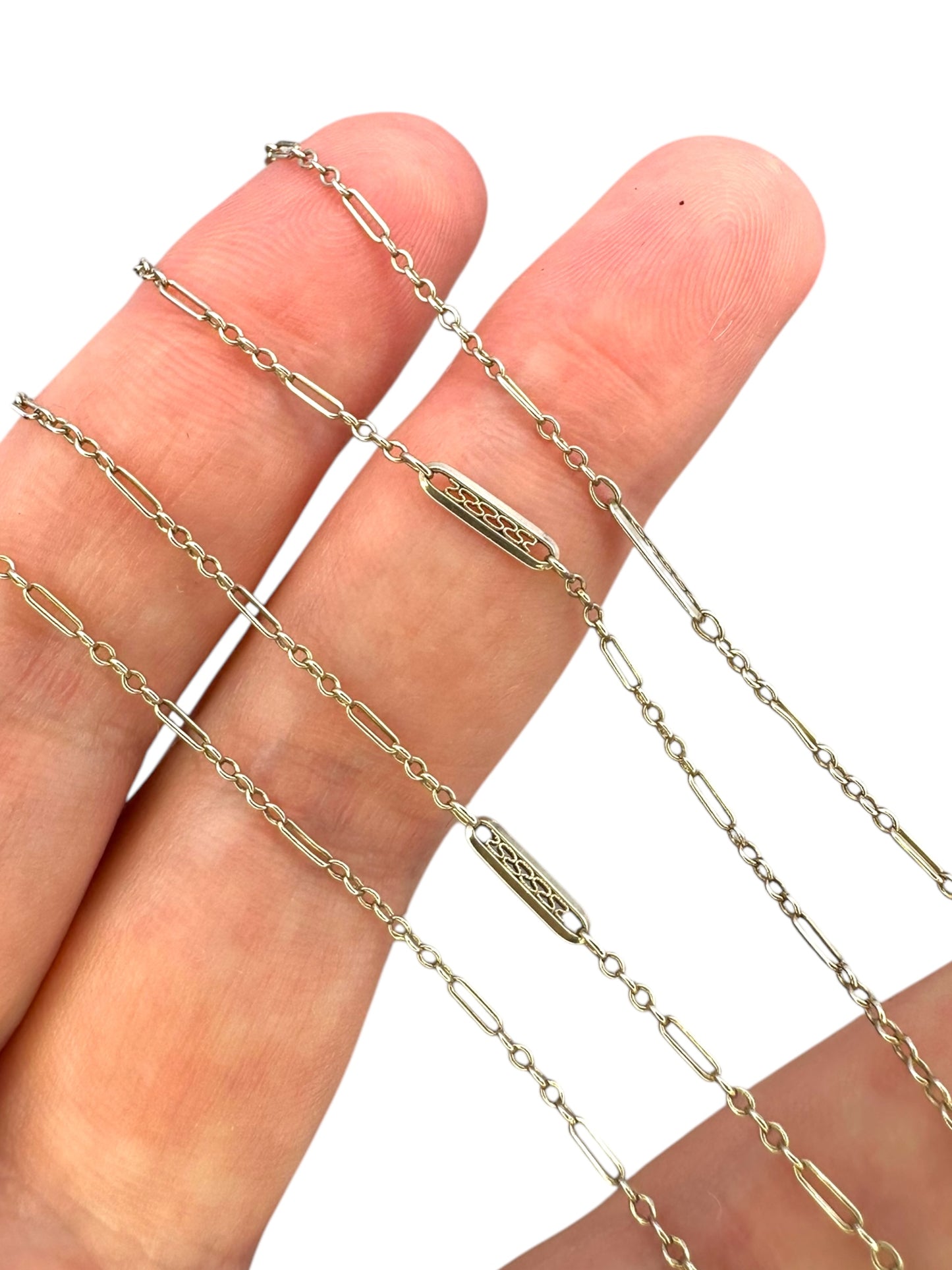 14k White Gold Art Deco Chain Necklace