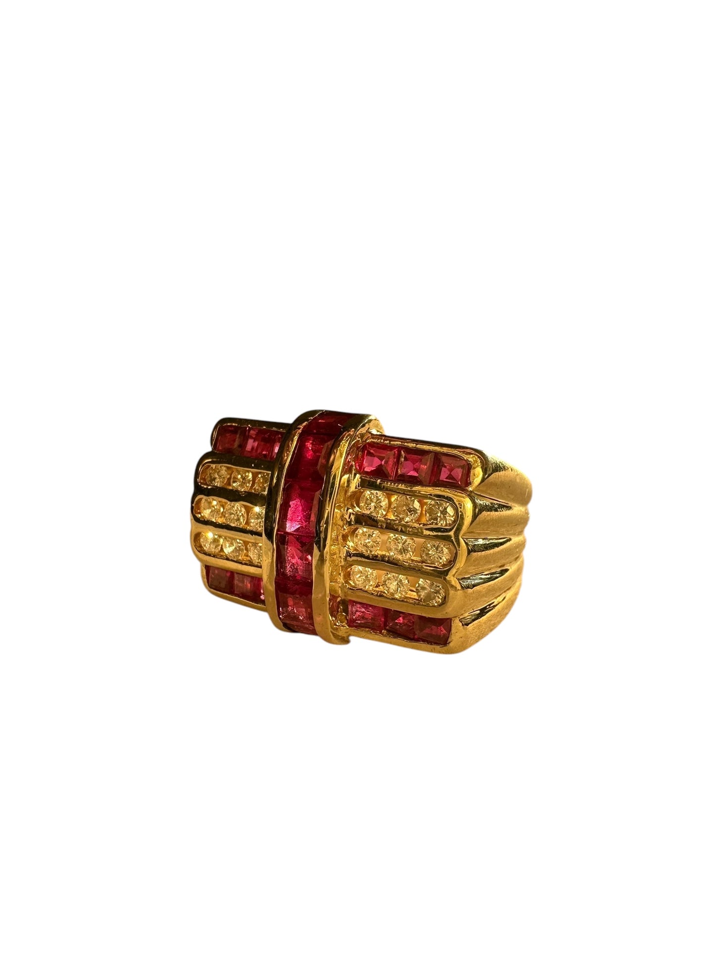 14k Ruby Diamond Geometric Ring