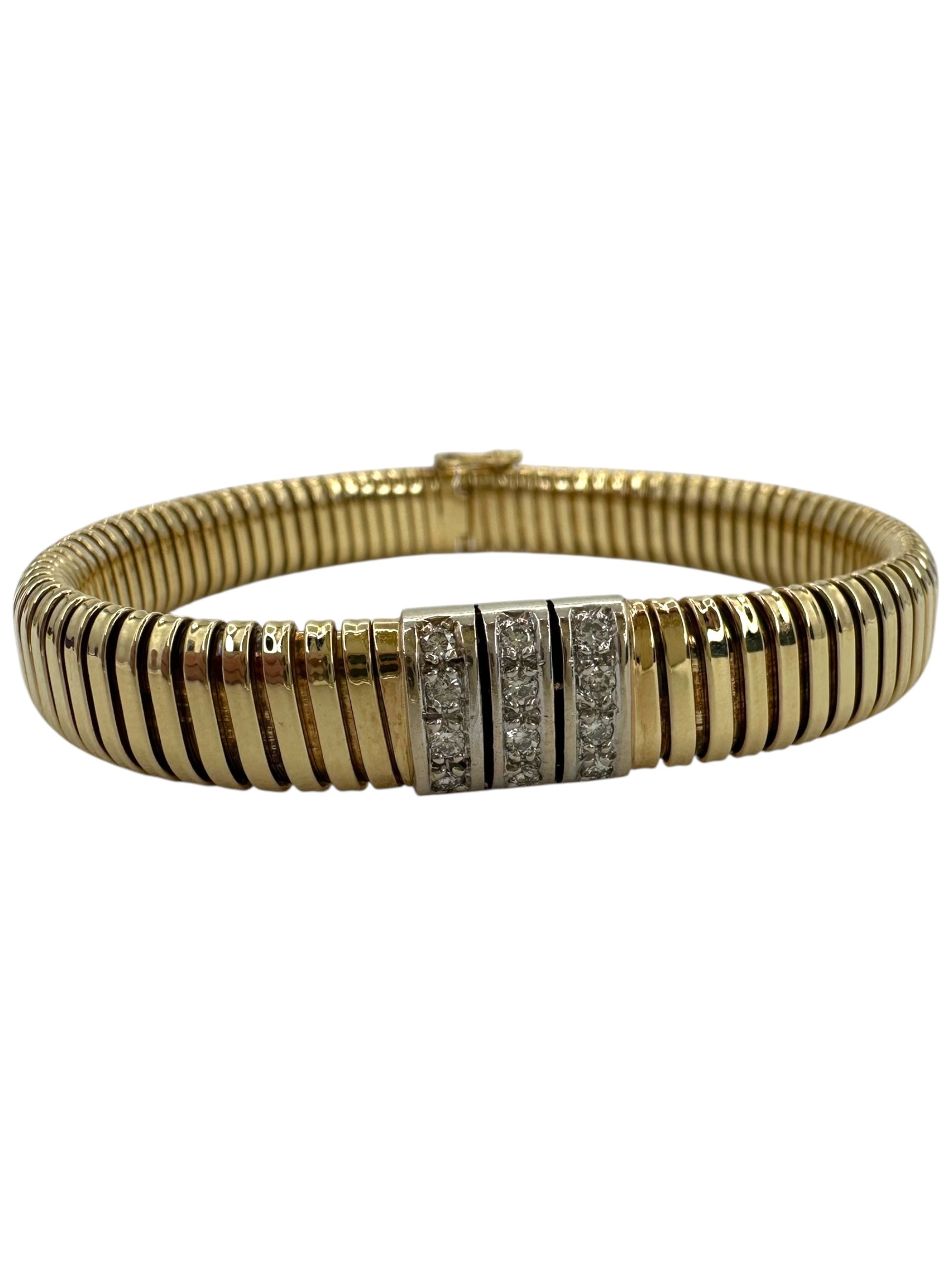 14k Diamond Station Tubogas Bracelet