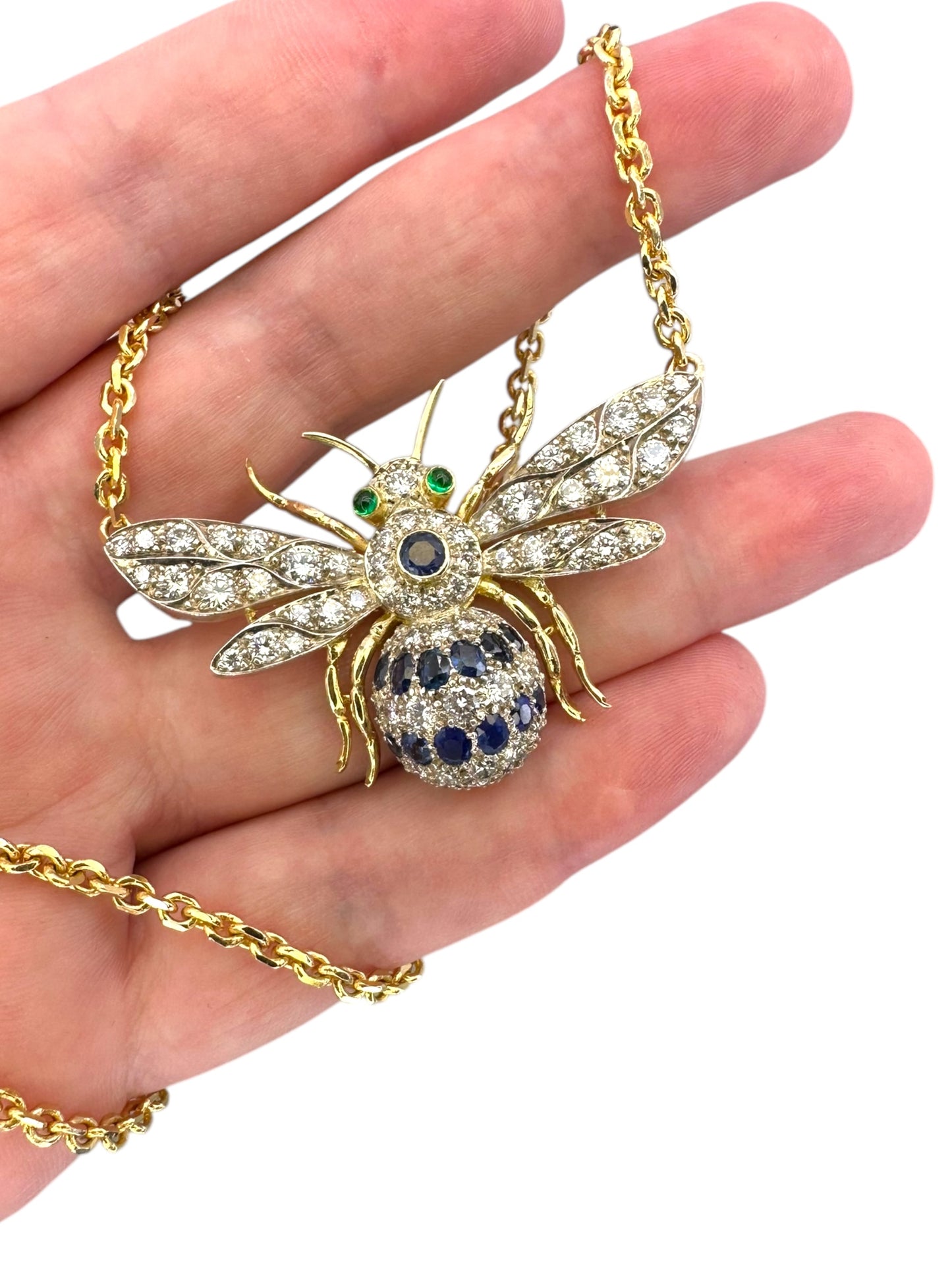 14k/ 18k Bee Brooch Pendant Necklace