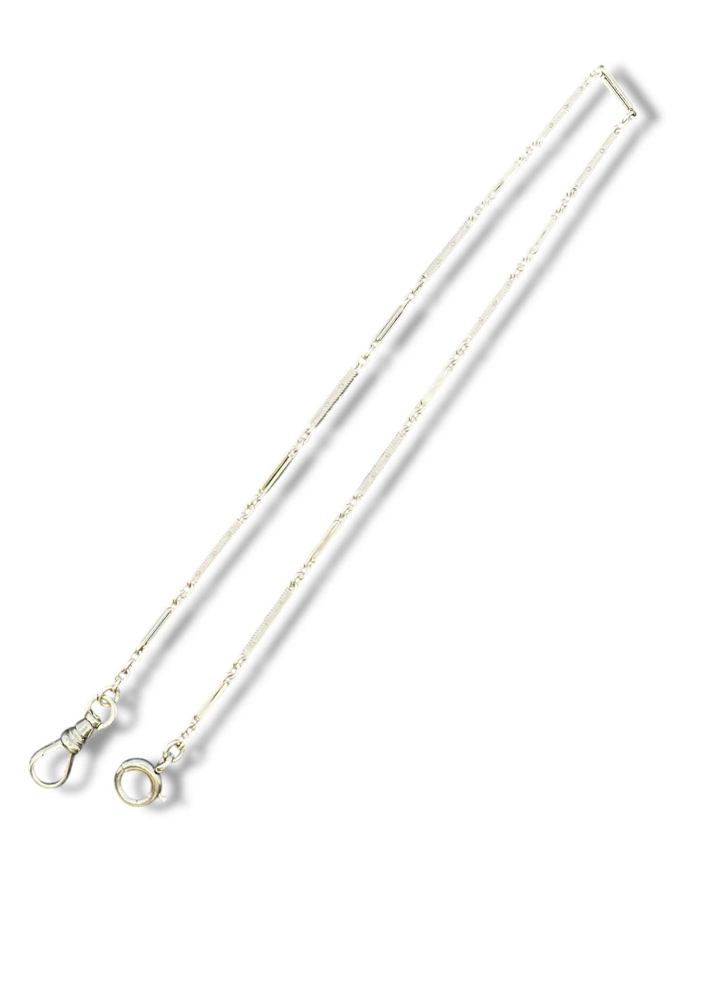 14k White Gold Geometric Bar Link Watch Chain