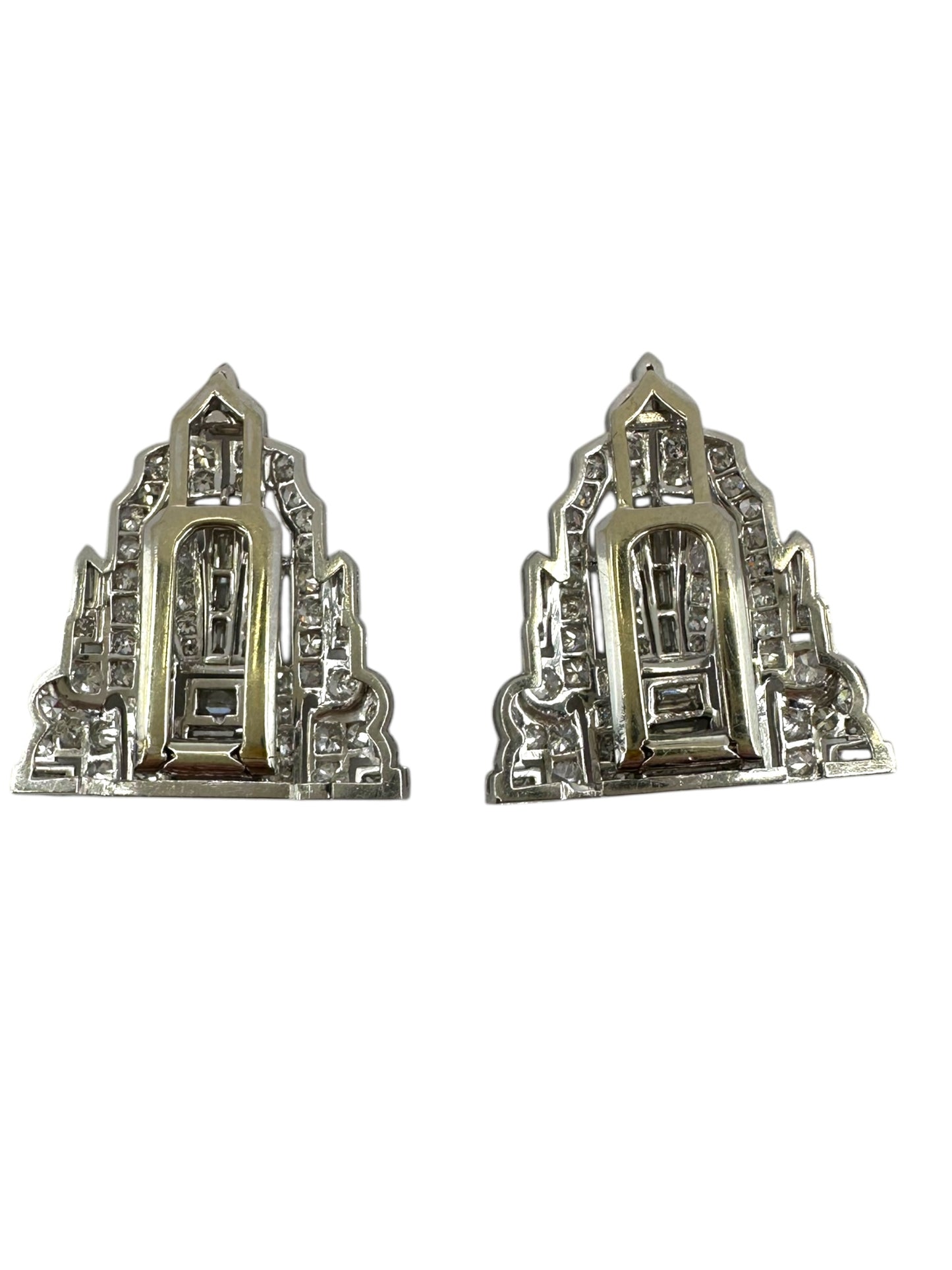 Platinum Double Clip Diamond Brooch