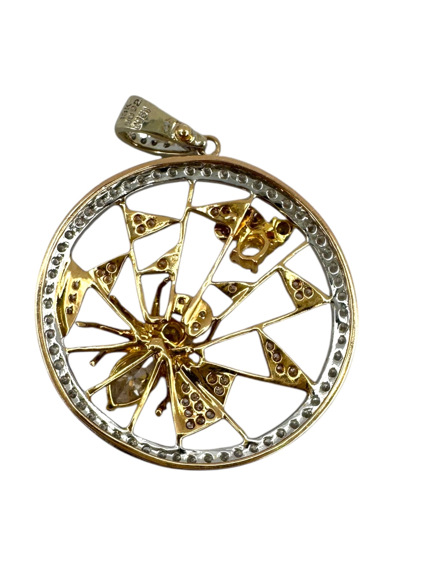 18k Spider & Fly Diamond Pendant