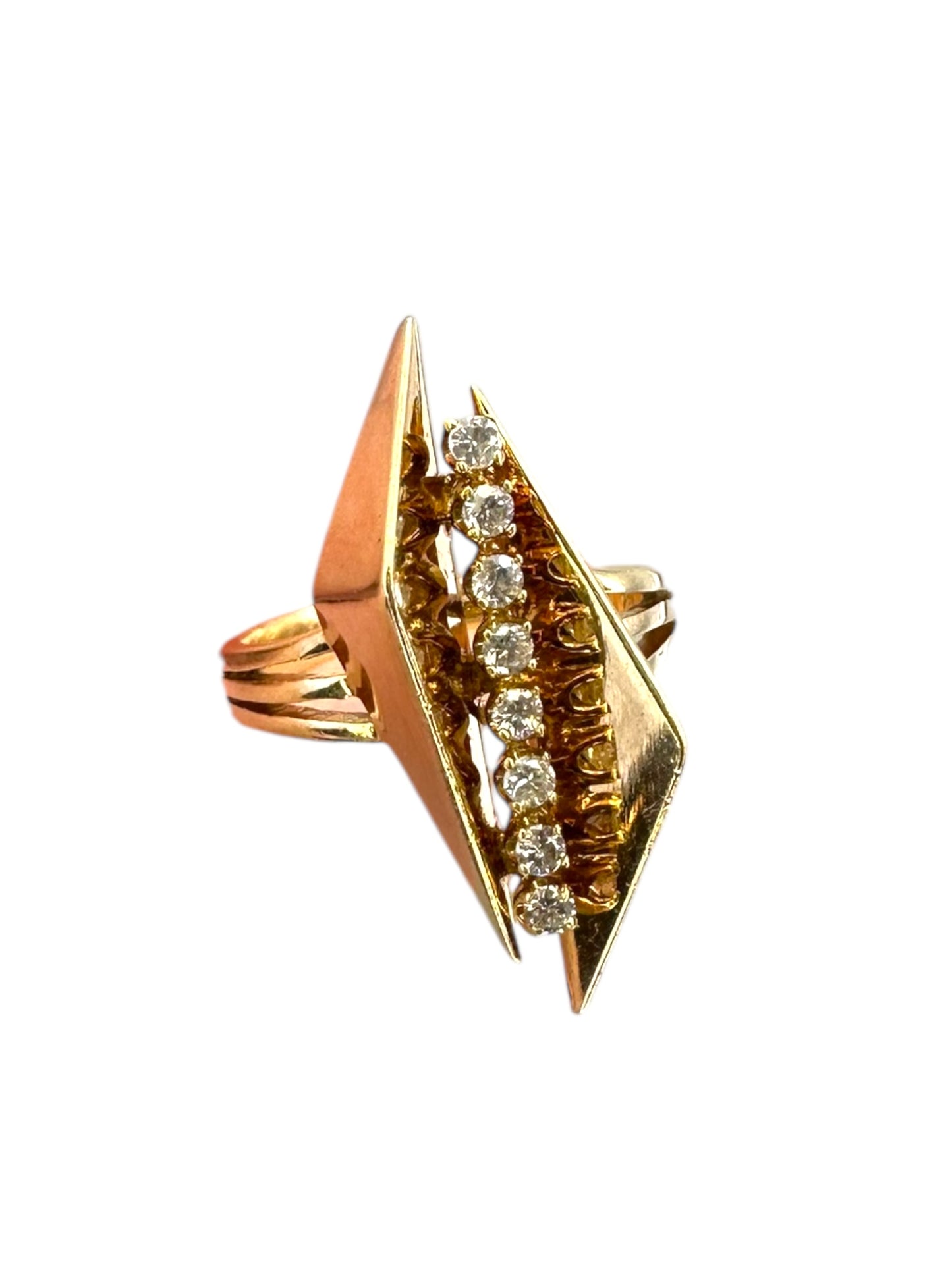 14k Diamond Geometric Shard Ring