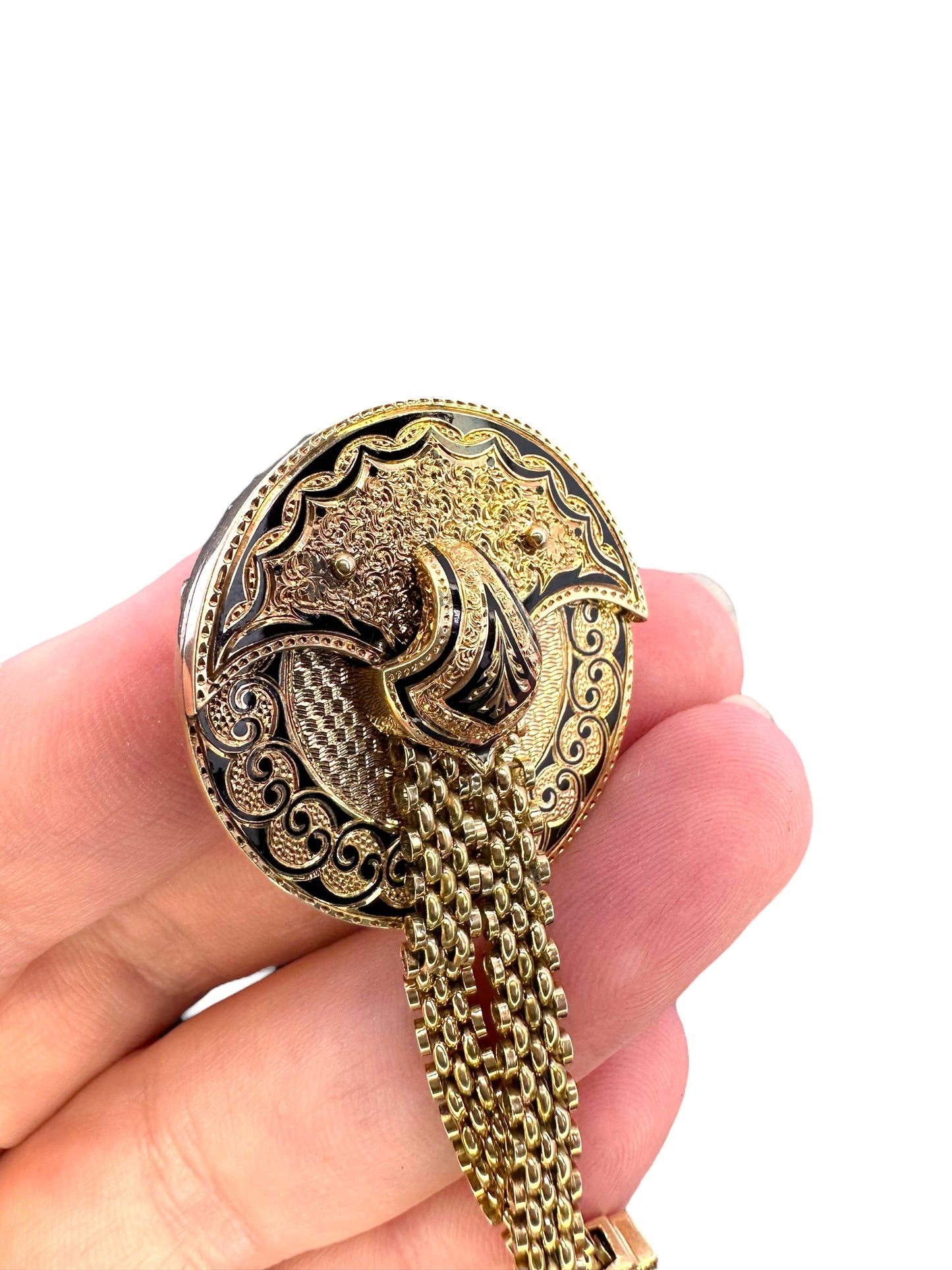 14k Victorian Brooch Watch Chain