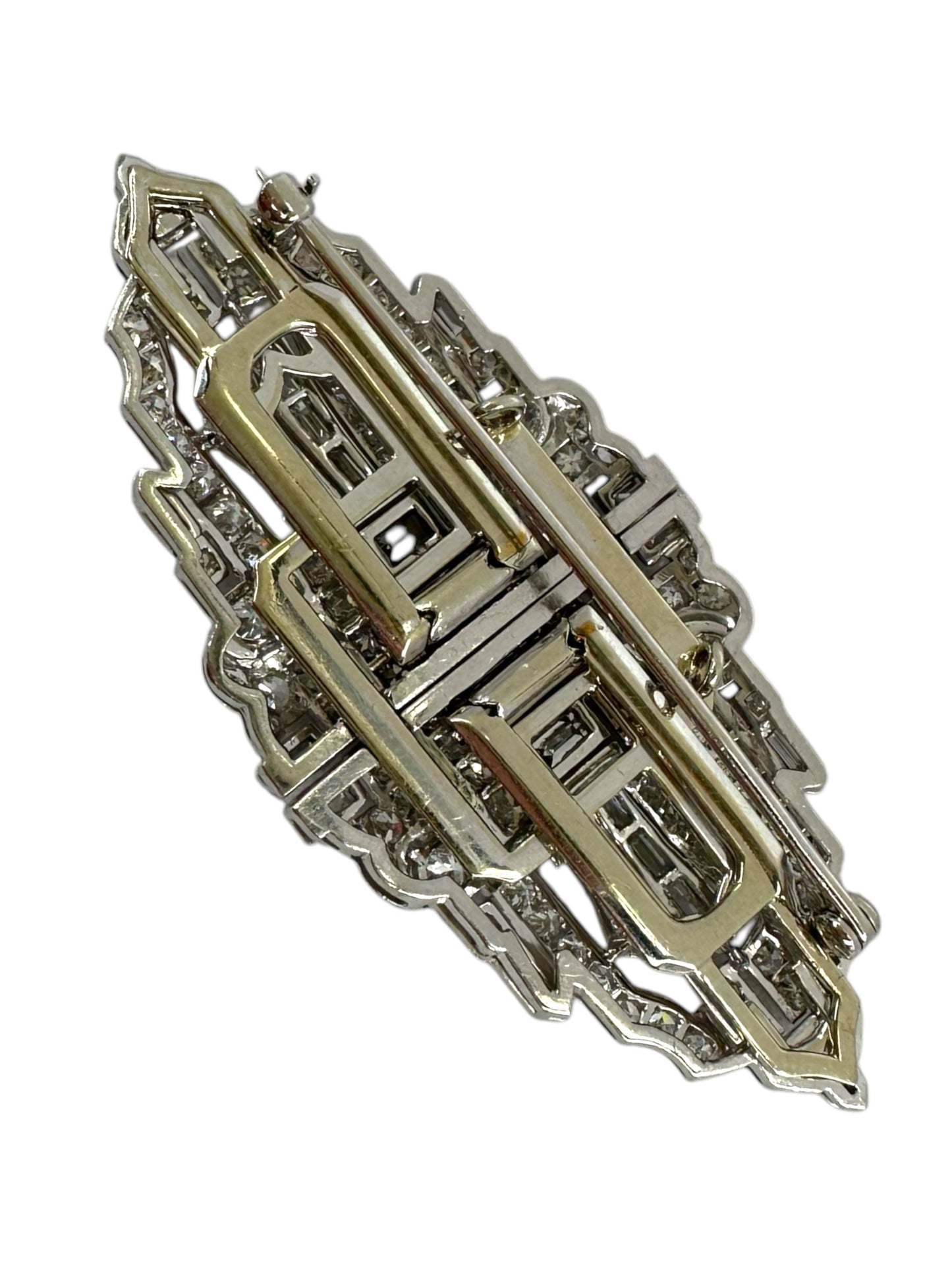 Platinum Double Clip Diamond Brooch