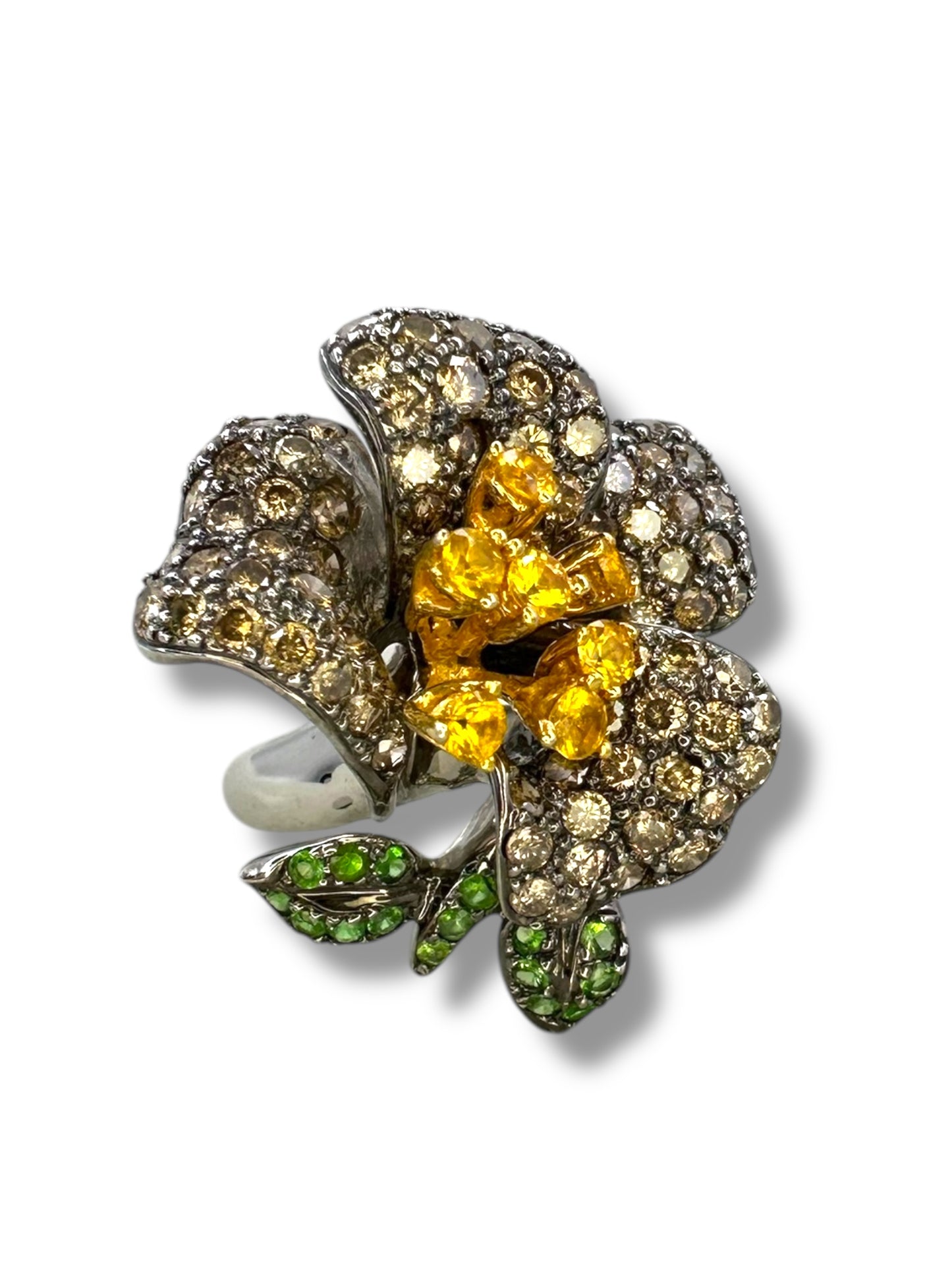 18k Diamond Flower Ring