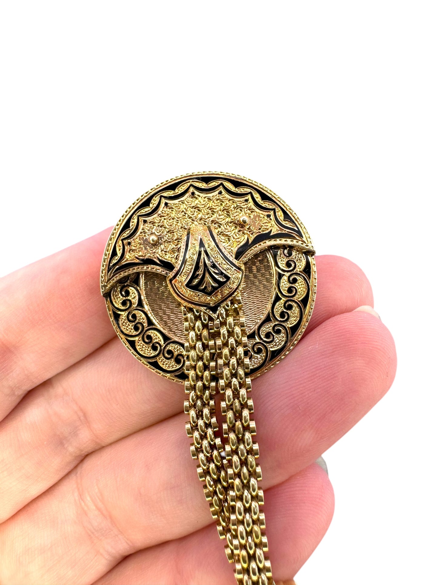 14k Victorian Brooch Watch Chain