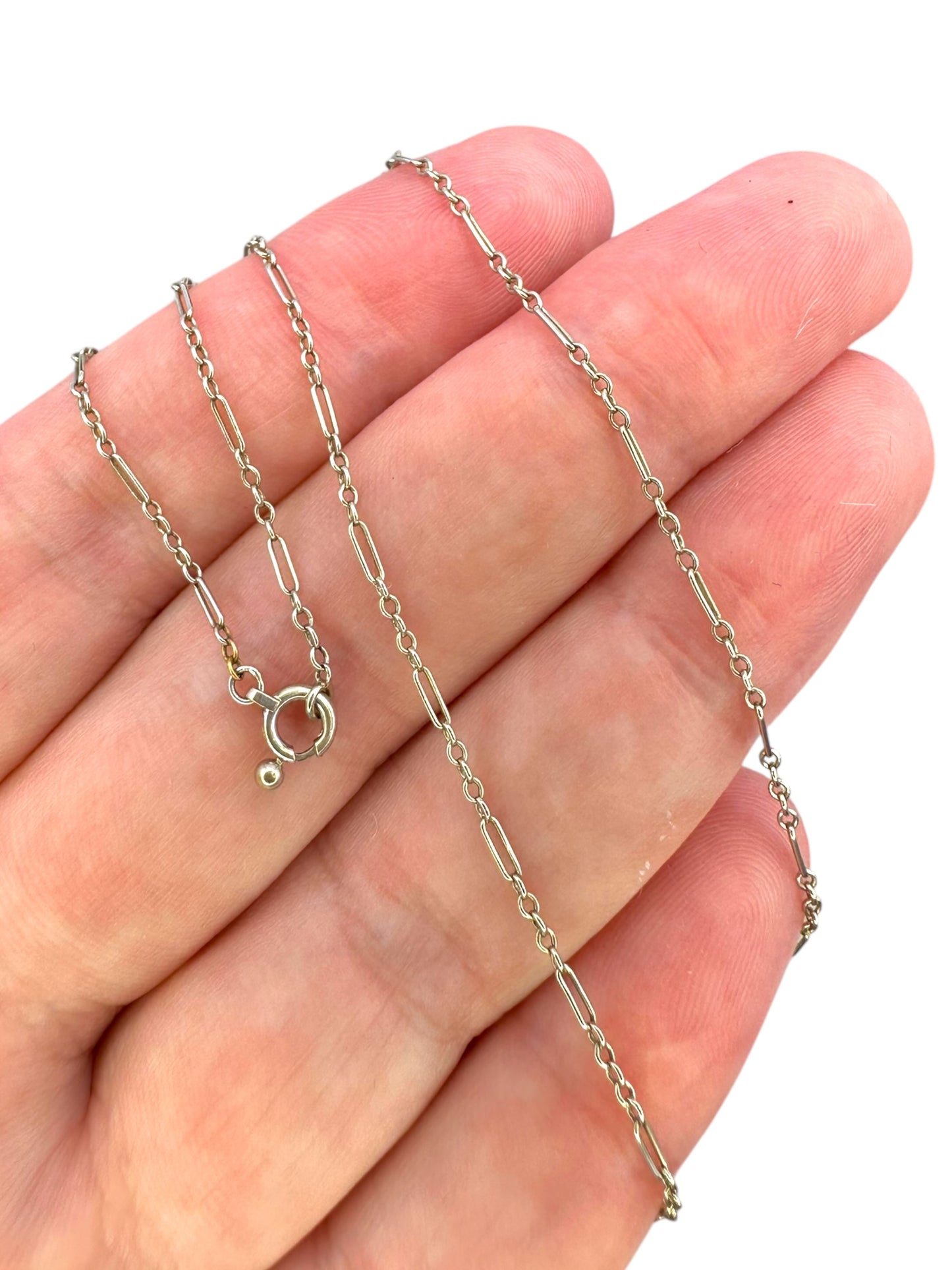 14k White Gold Art Deco Chain Necklace