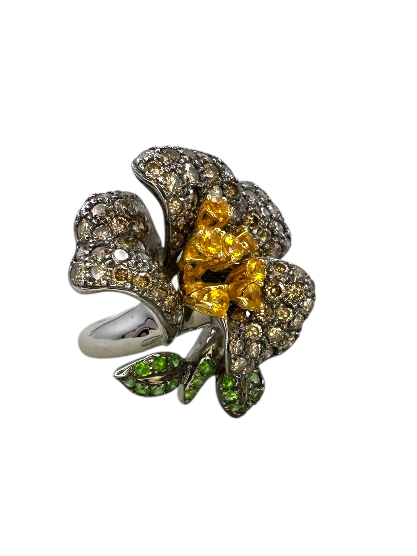 18k Diamond Flower Ring
