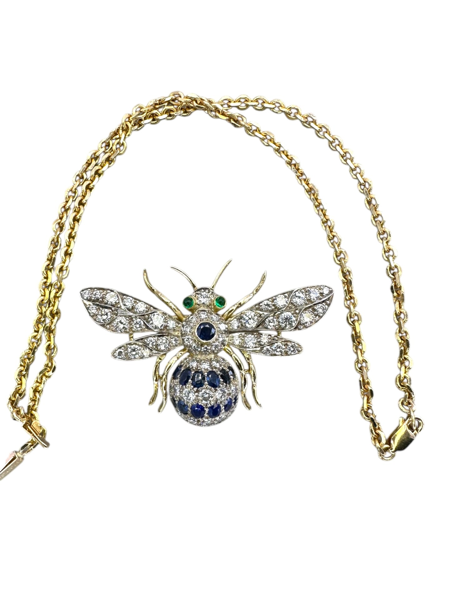 14k/ 18k Bee Brooch Pendant Necklace