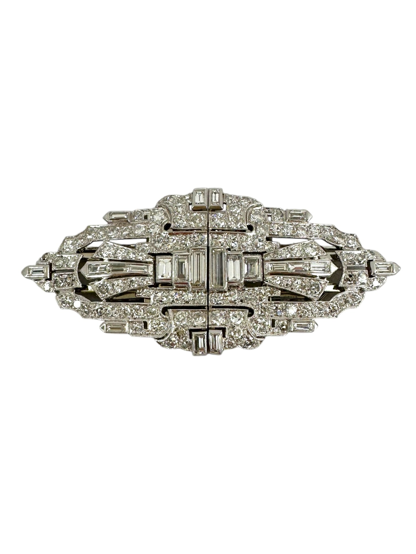 Platinum Double Clip Diamond Brooch
