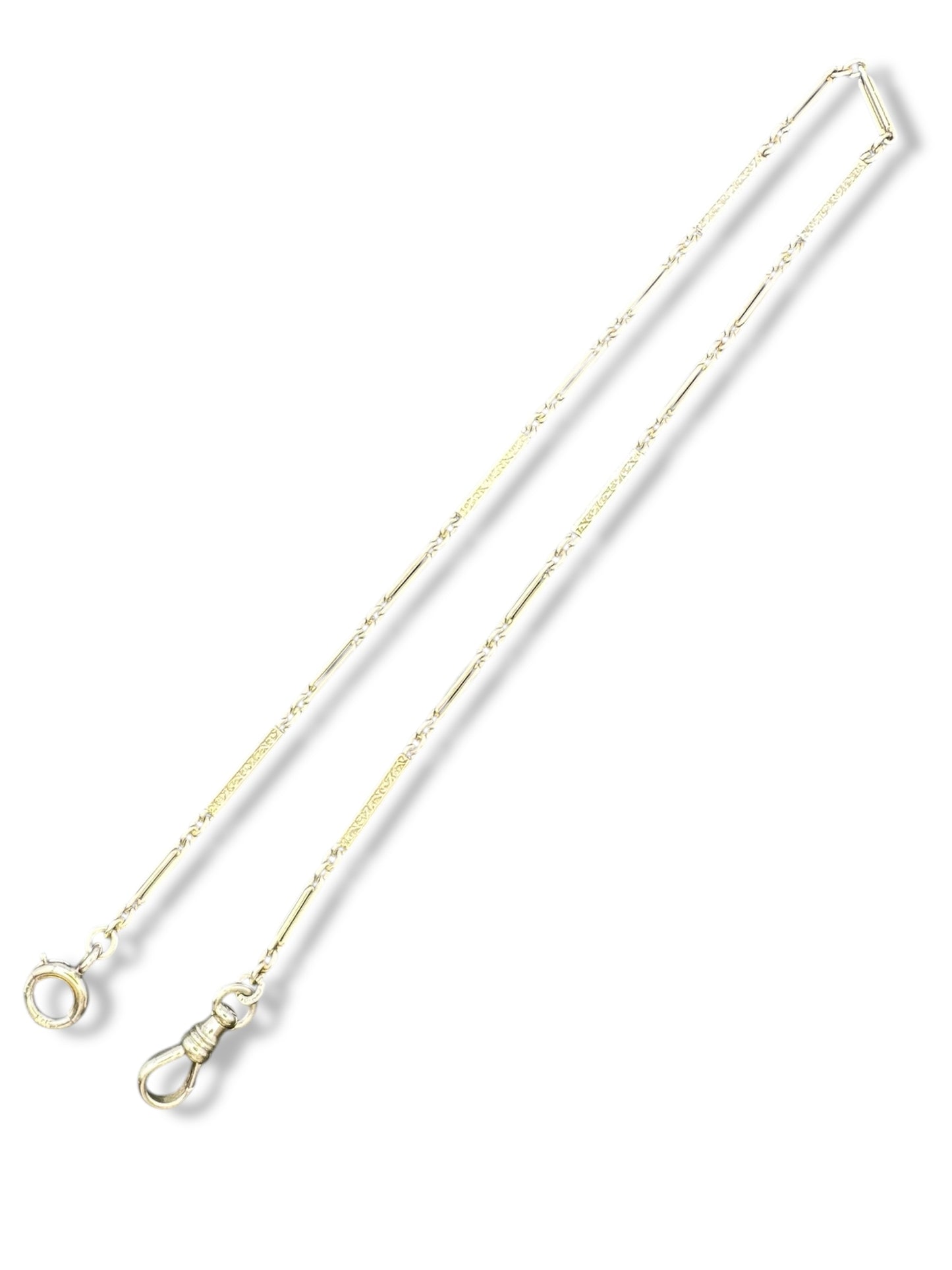 14k White Gold Floral Bar Link Watch Chain