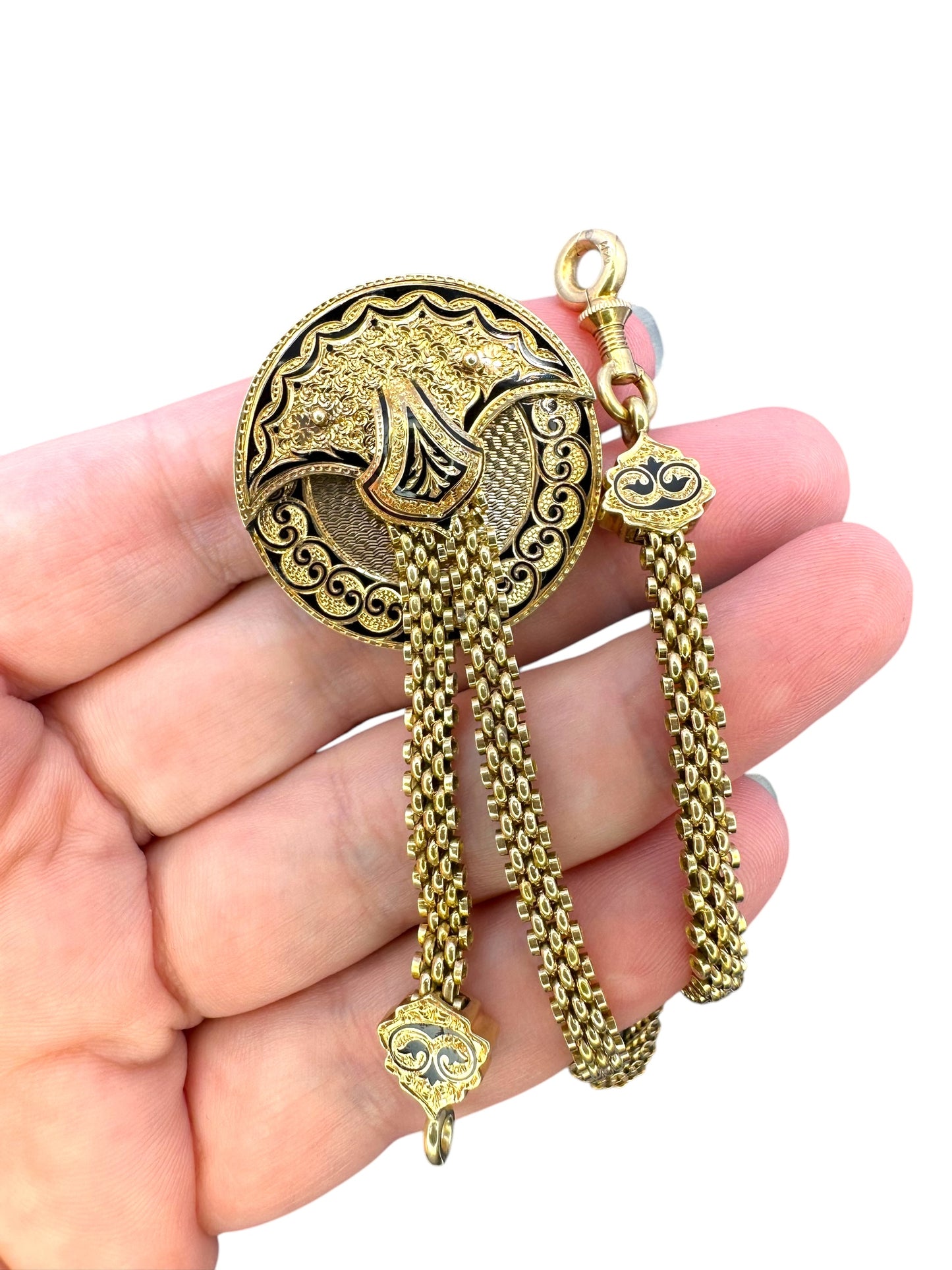 14k Victorian Brooch Watch Chain