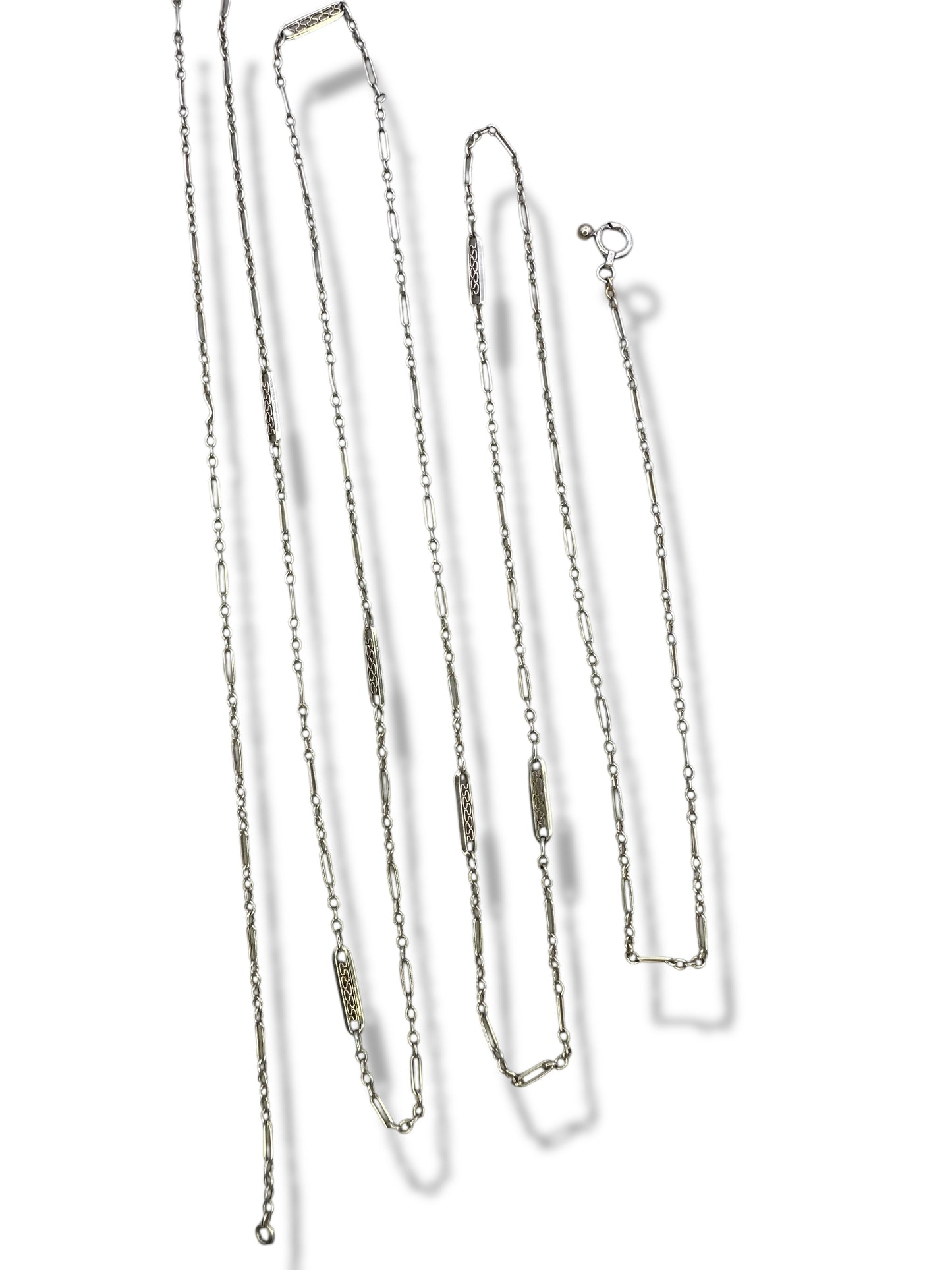 14k White Gold Art Deco Chain Necklace
