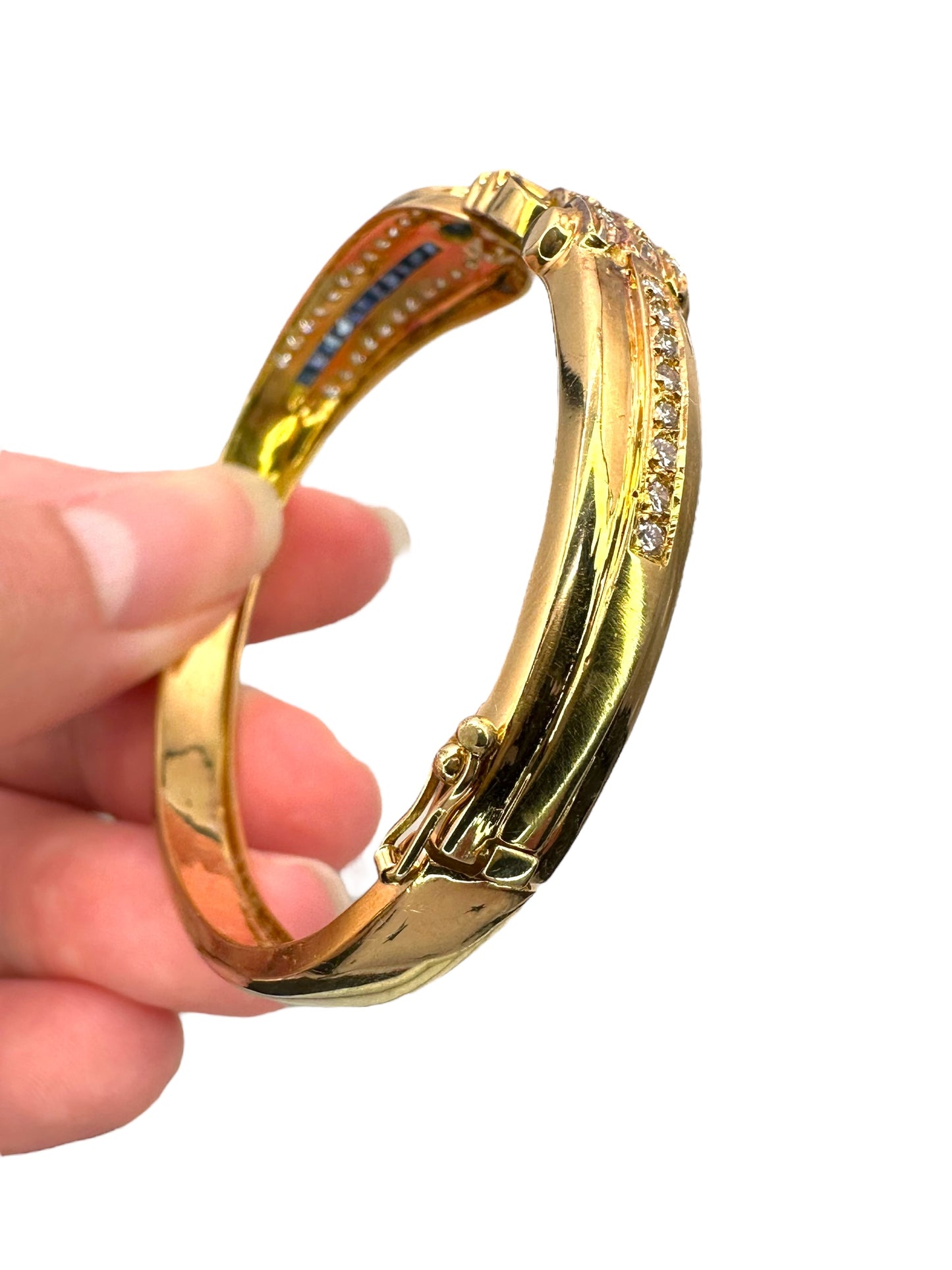 18k Sapphire Diamond Bangle Bracelet