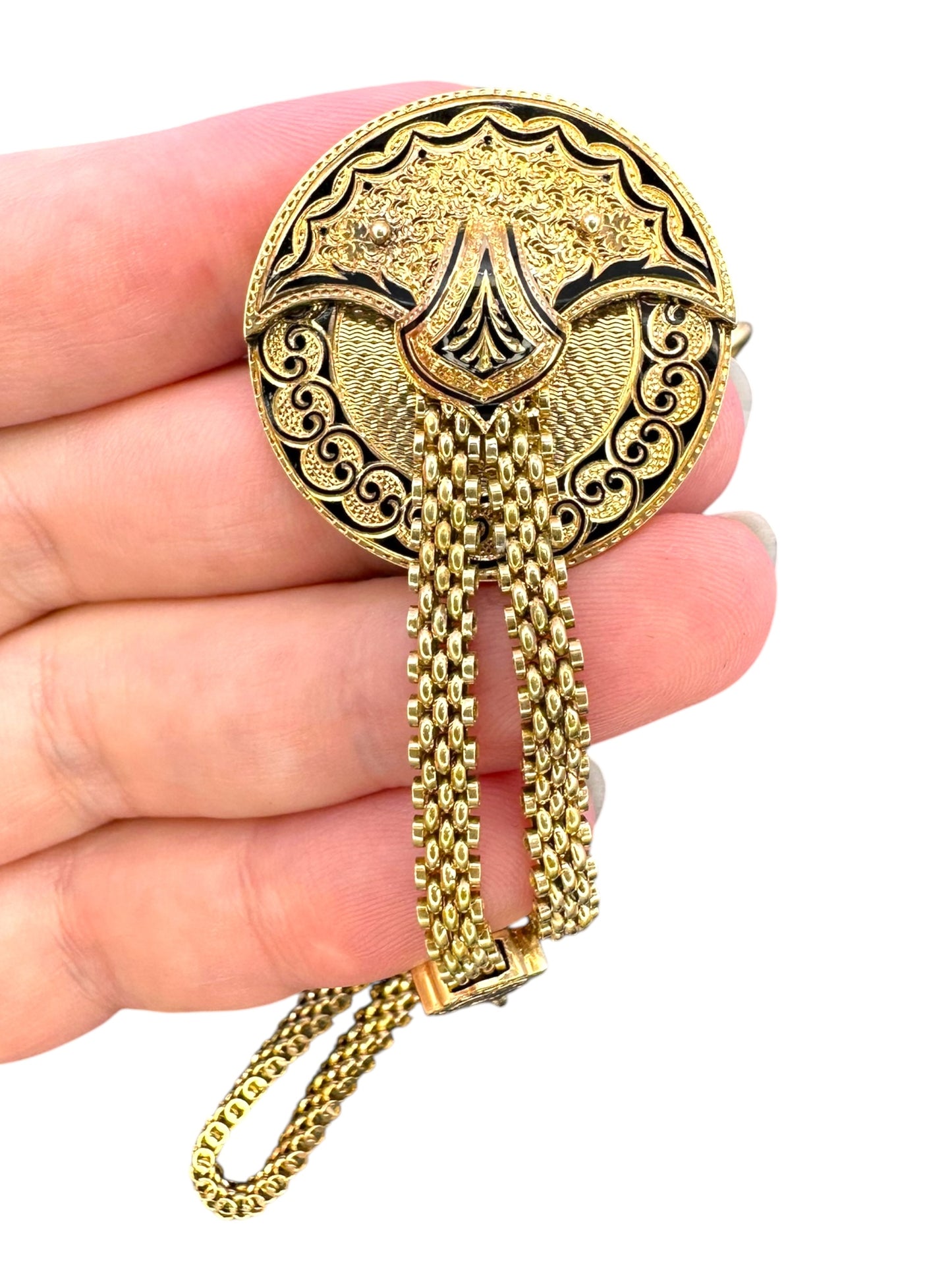 14k Victorian Brooch Watch Chain