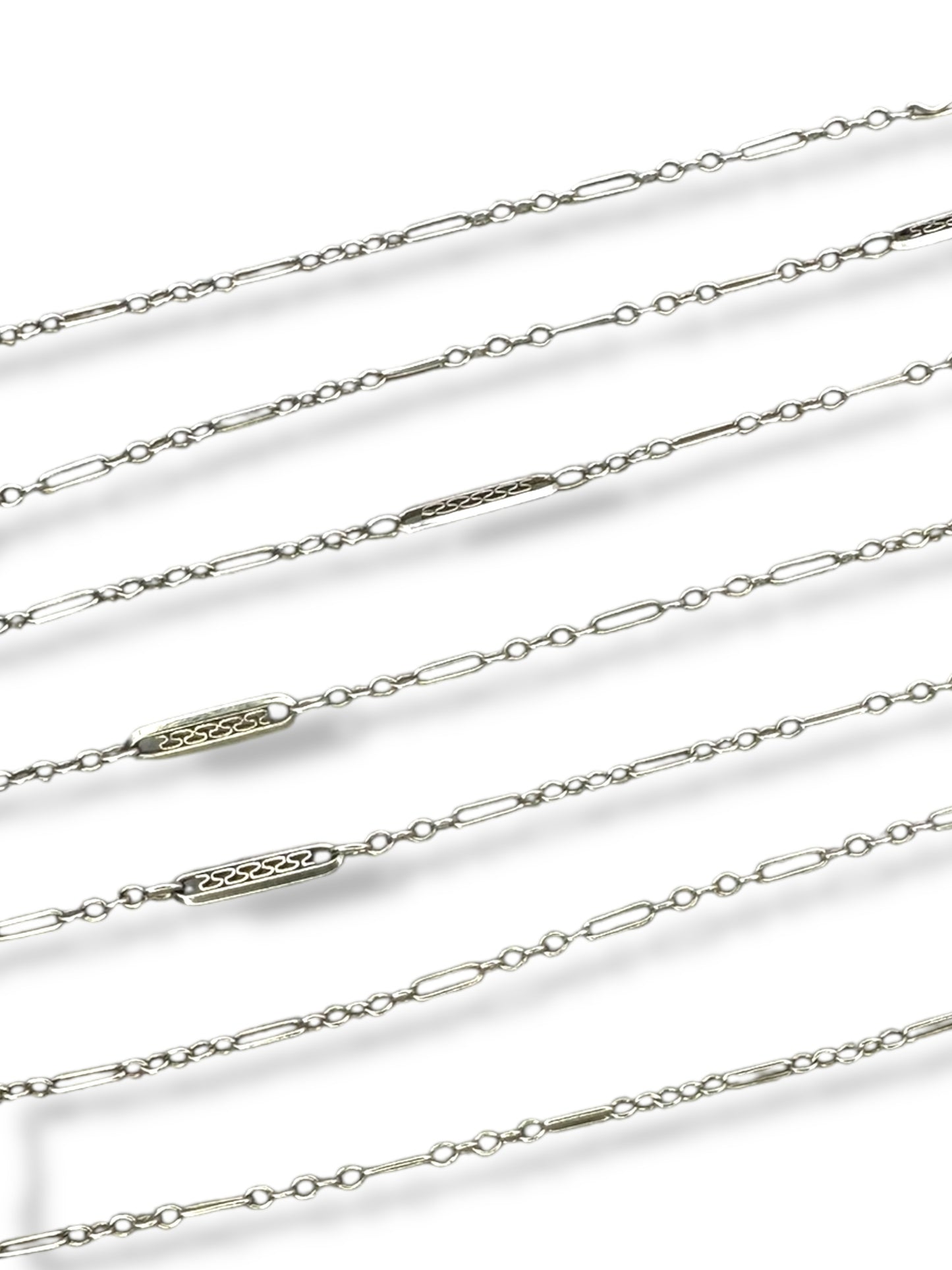 14k White Gold Art Deco Chain Necklace