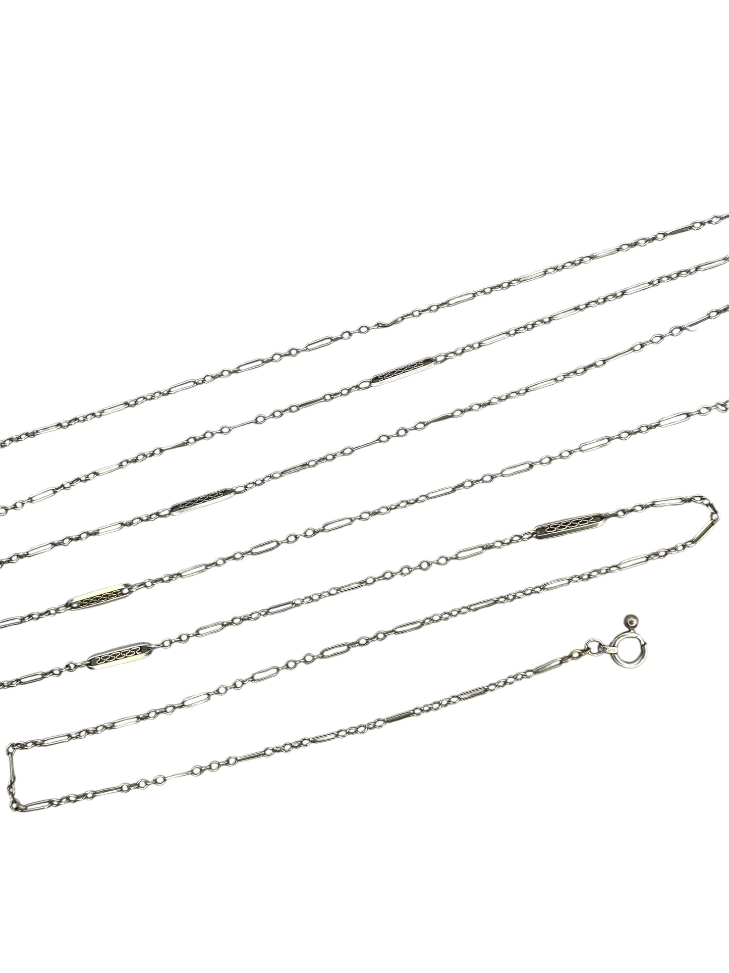 14k White Gold Art Deco Chain Necklace