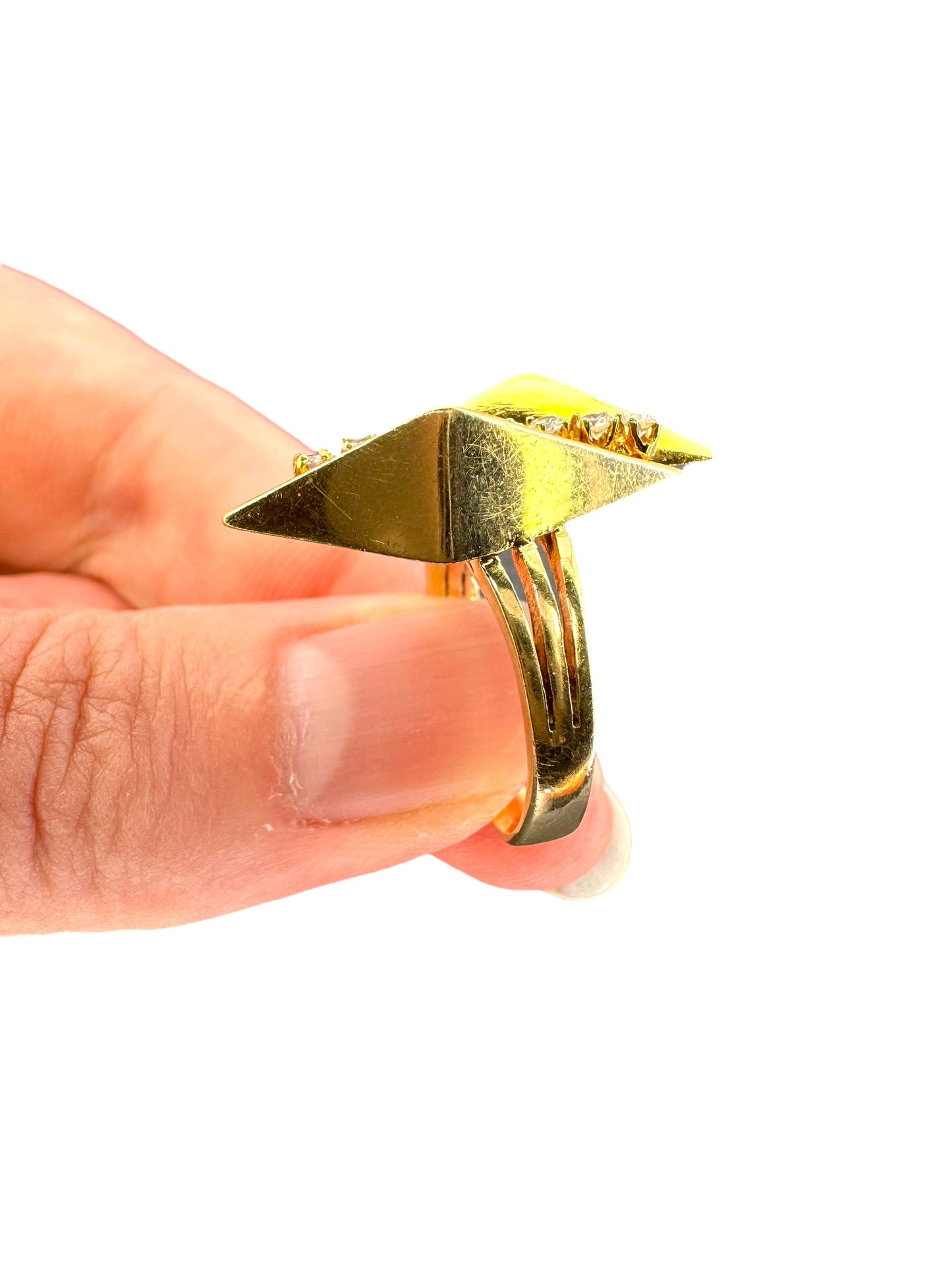 14k Diamond Geometric Shard Ring