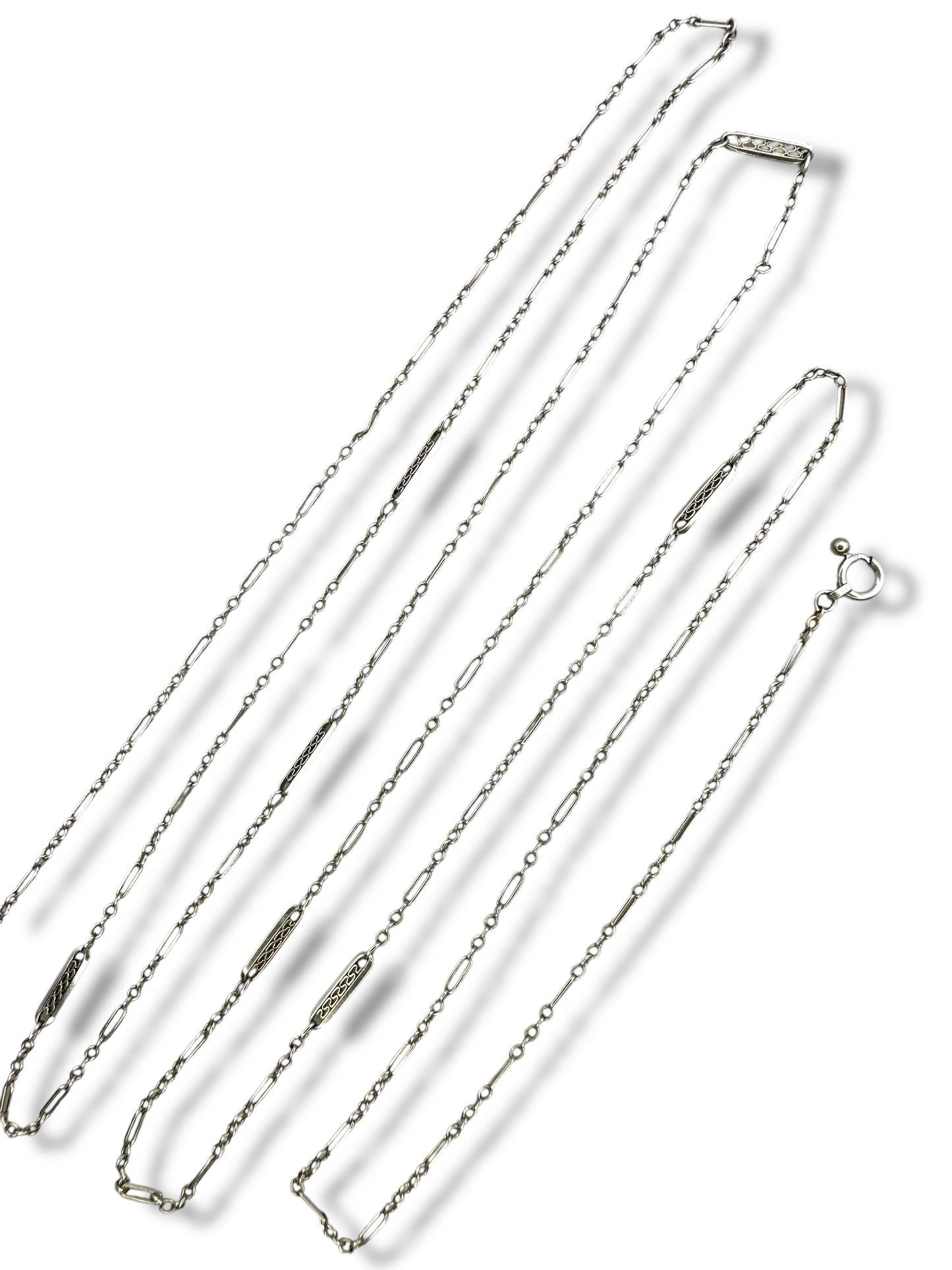 14k White Gold Art Deco Chain Necklace
