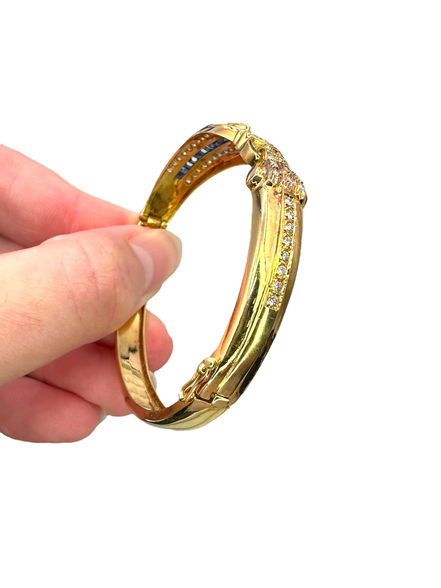 18k Sapphire Diamond Bangle Bracelet