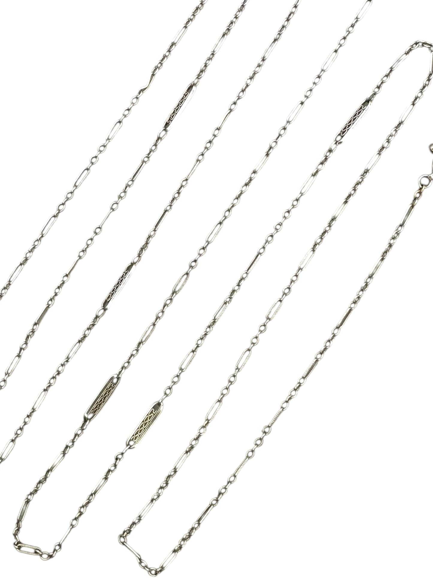 14k White Gold Art Deco Chain Necklace