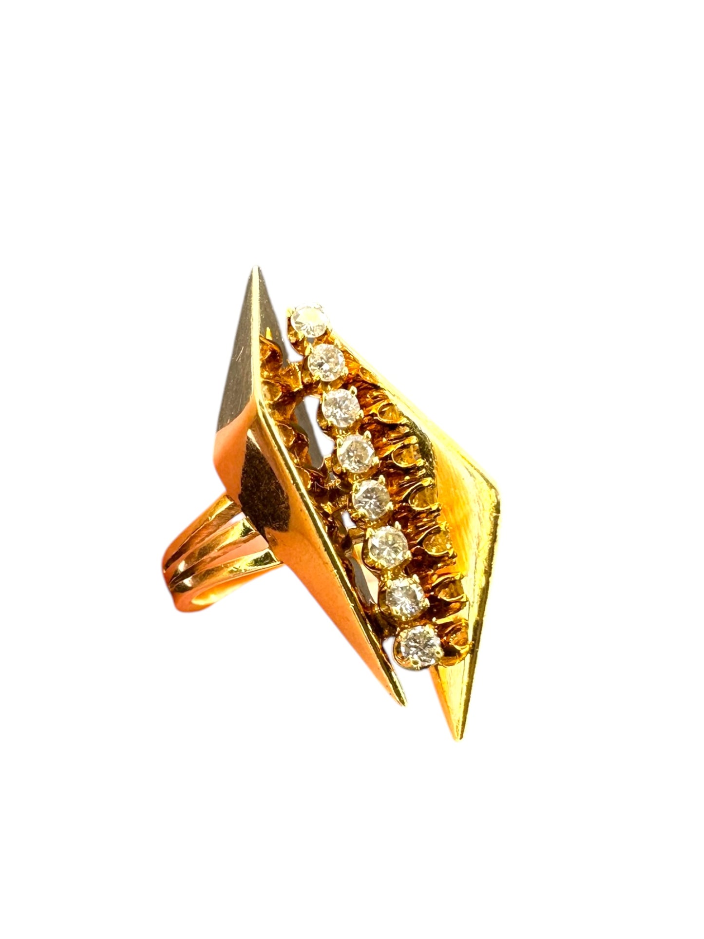 14k Diamond Geometric Shard Ring