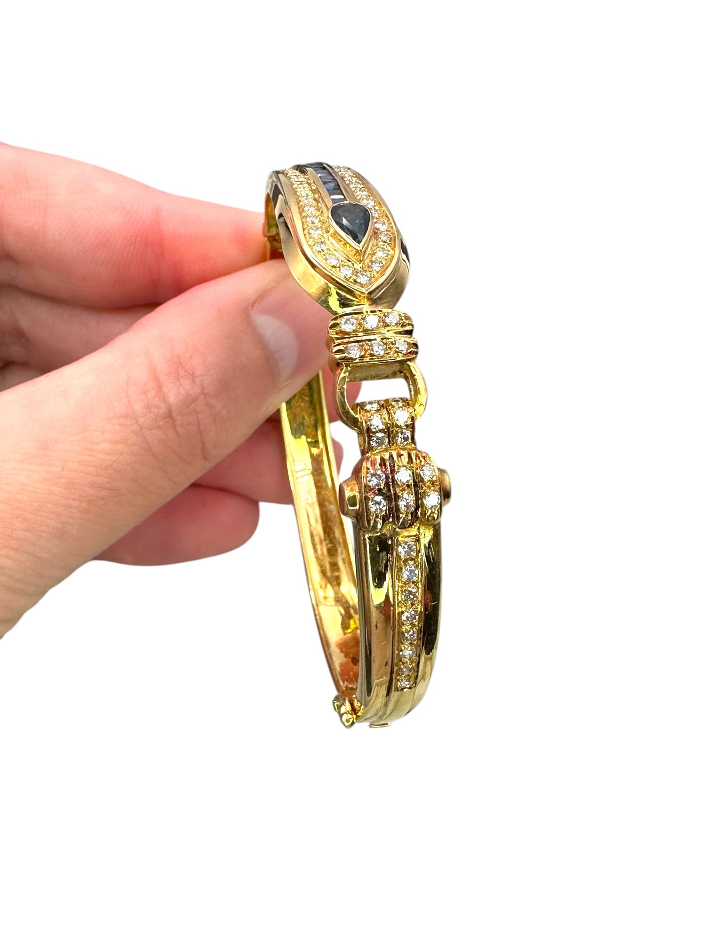 18k Sapphire Diamond Bangle Bracelet