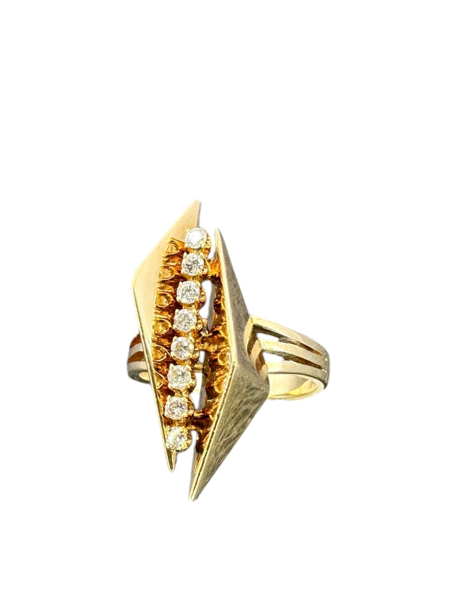 14k Diamond Geometric Shard Ring