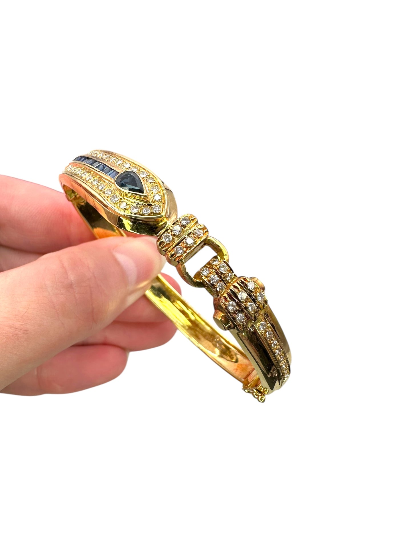 18k Sapphire Diamond Bangle Bracelet