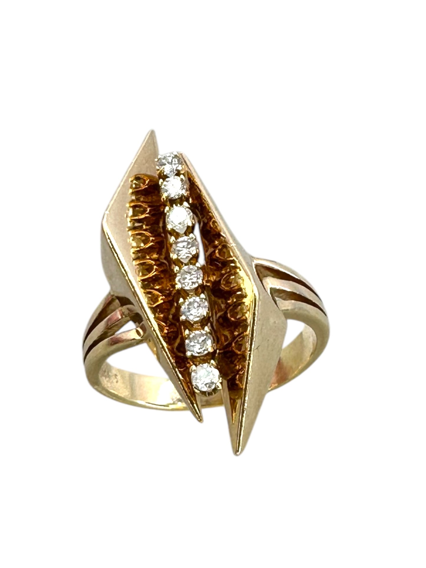 14k Diamond Geometric Shard Ring
