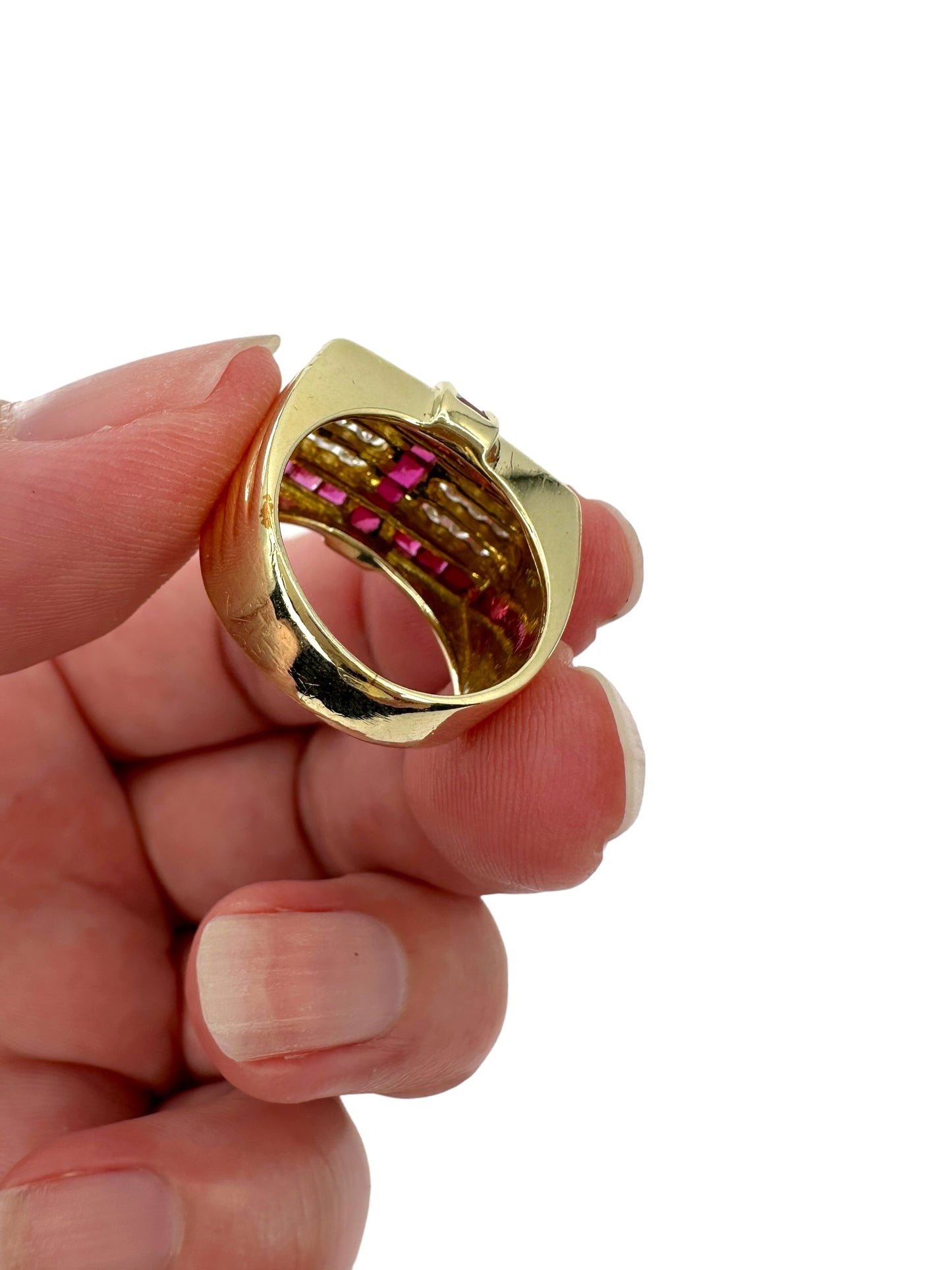 14k Ruby Diamond Geometric Ring