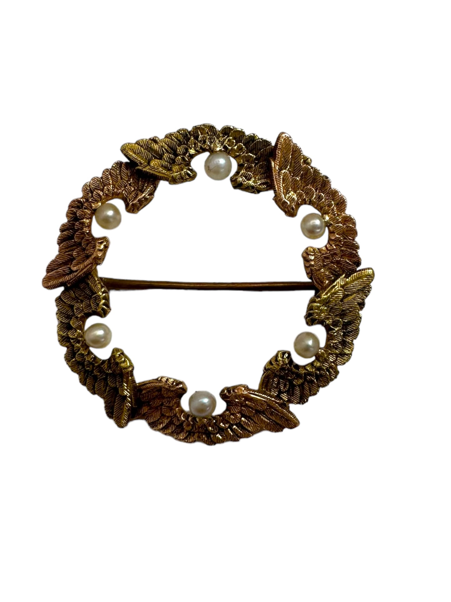 14k Art Nouveau Wing Pearl Pin